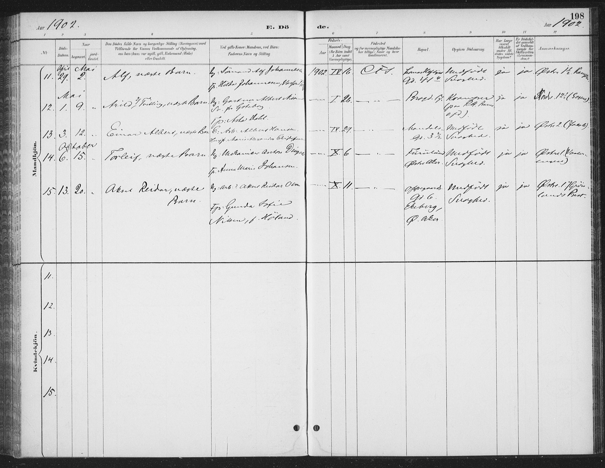 Rikshospitalet prestekontor Kirkebøker, AV/SAO-A-10309b/F/L0010: Parish register (official) no. 10, 1888-1912, p. 198