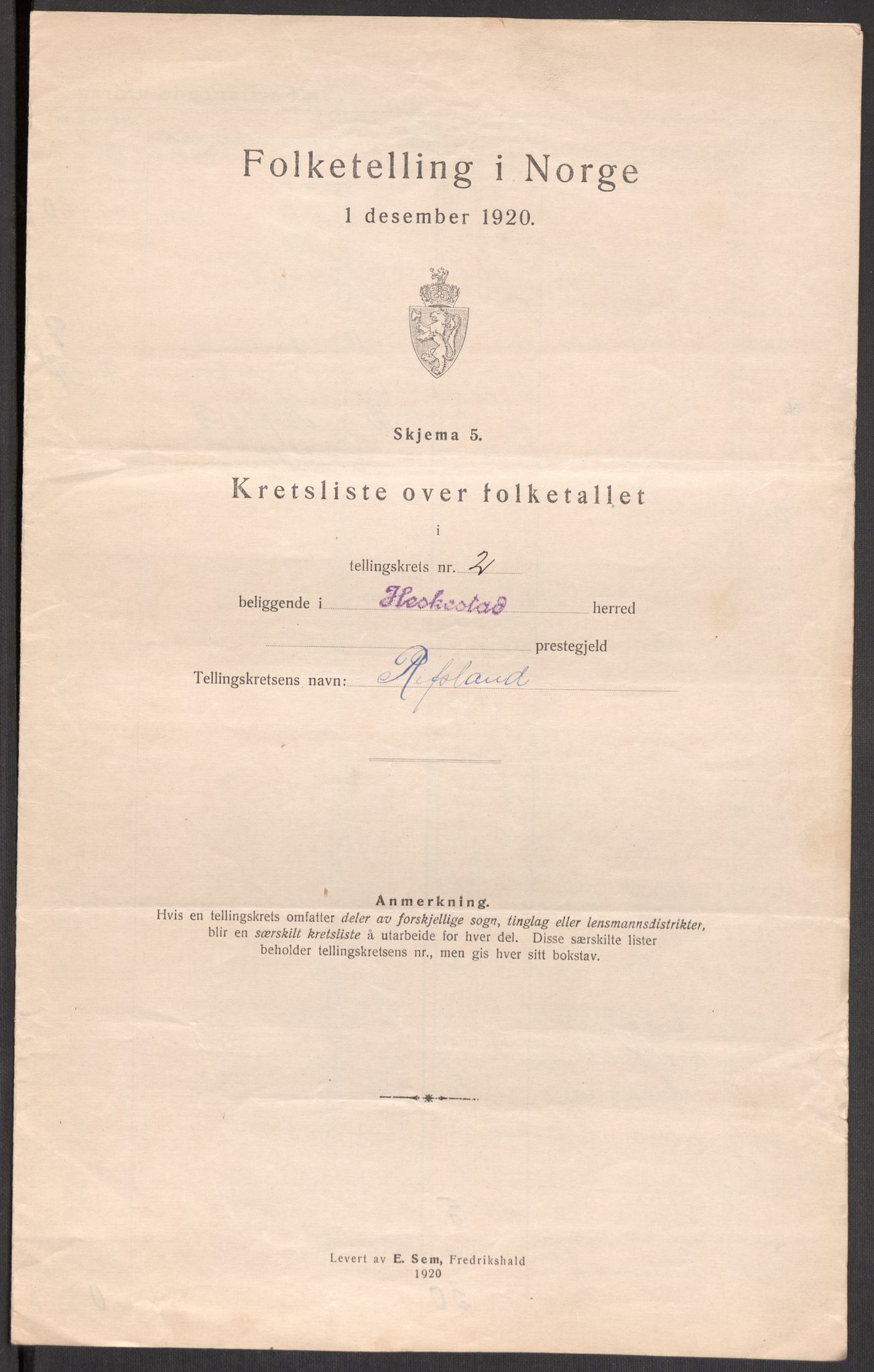 SAST, 1920 census for Heskestad, 1920, p. 9