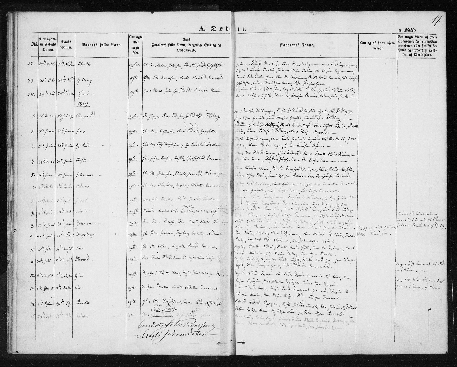 Ministerialprotokoller, klokkerbøker og fødselsregistre - Sør-Trøndelag, SAT/A-1456/685/L0963: Parish register (official) no. 685A06 /1, 1846-1859, p. 17