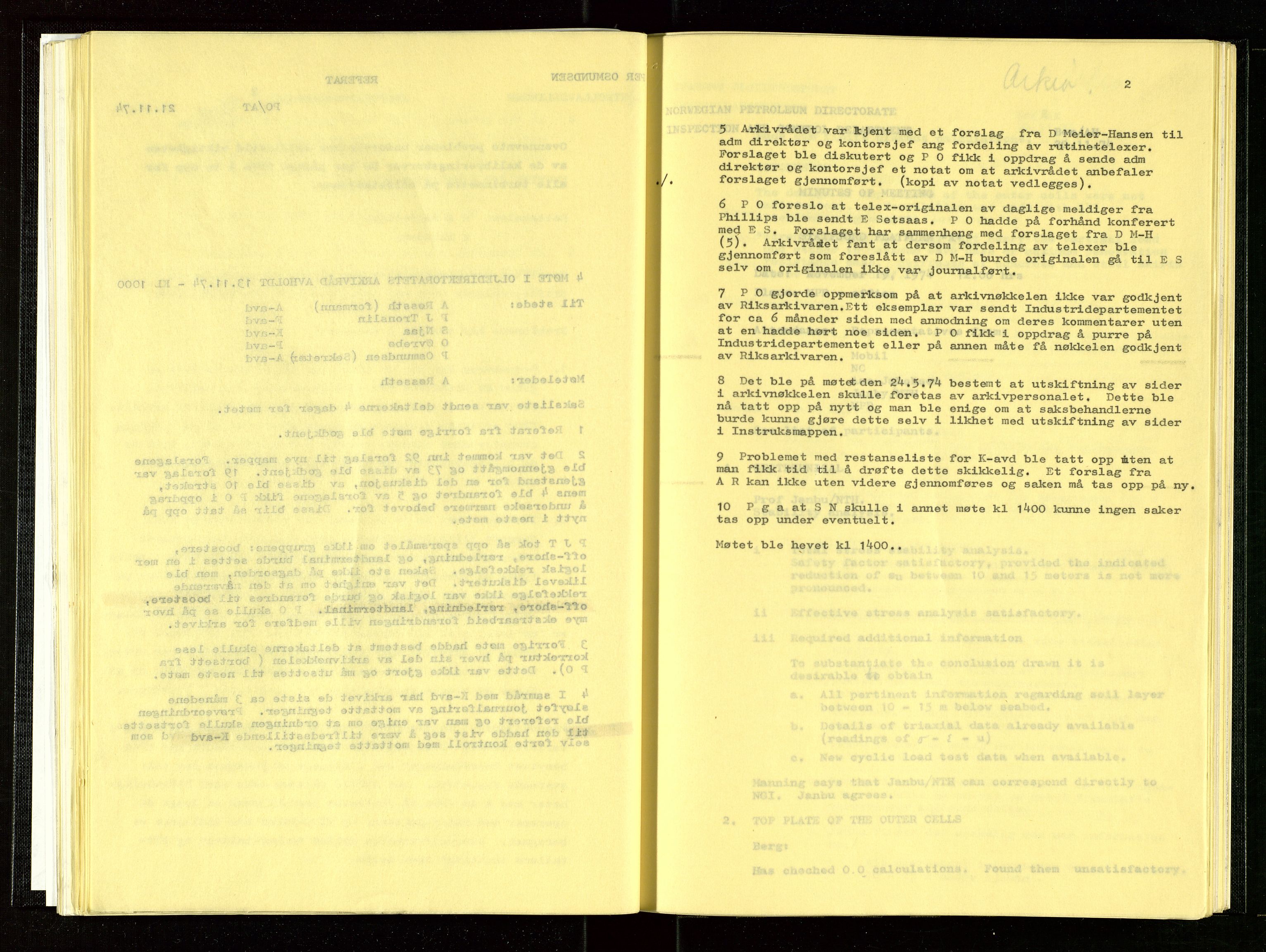 Oljedirektoratet, AV/SAST-A-101366/Aa/L0003: Referatprotokoller, 1974