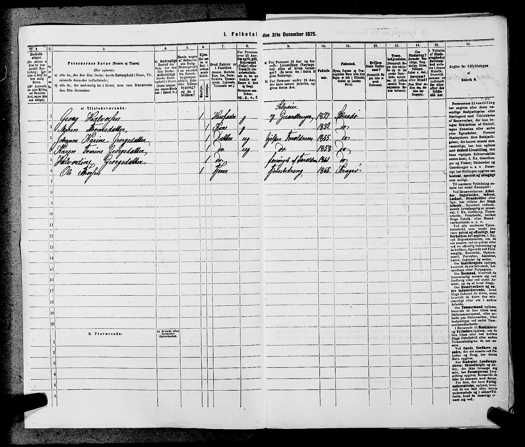 SAKO, 1875 census for 0816P Sannidal, 1875, p. 933