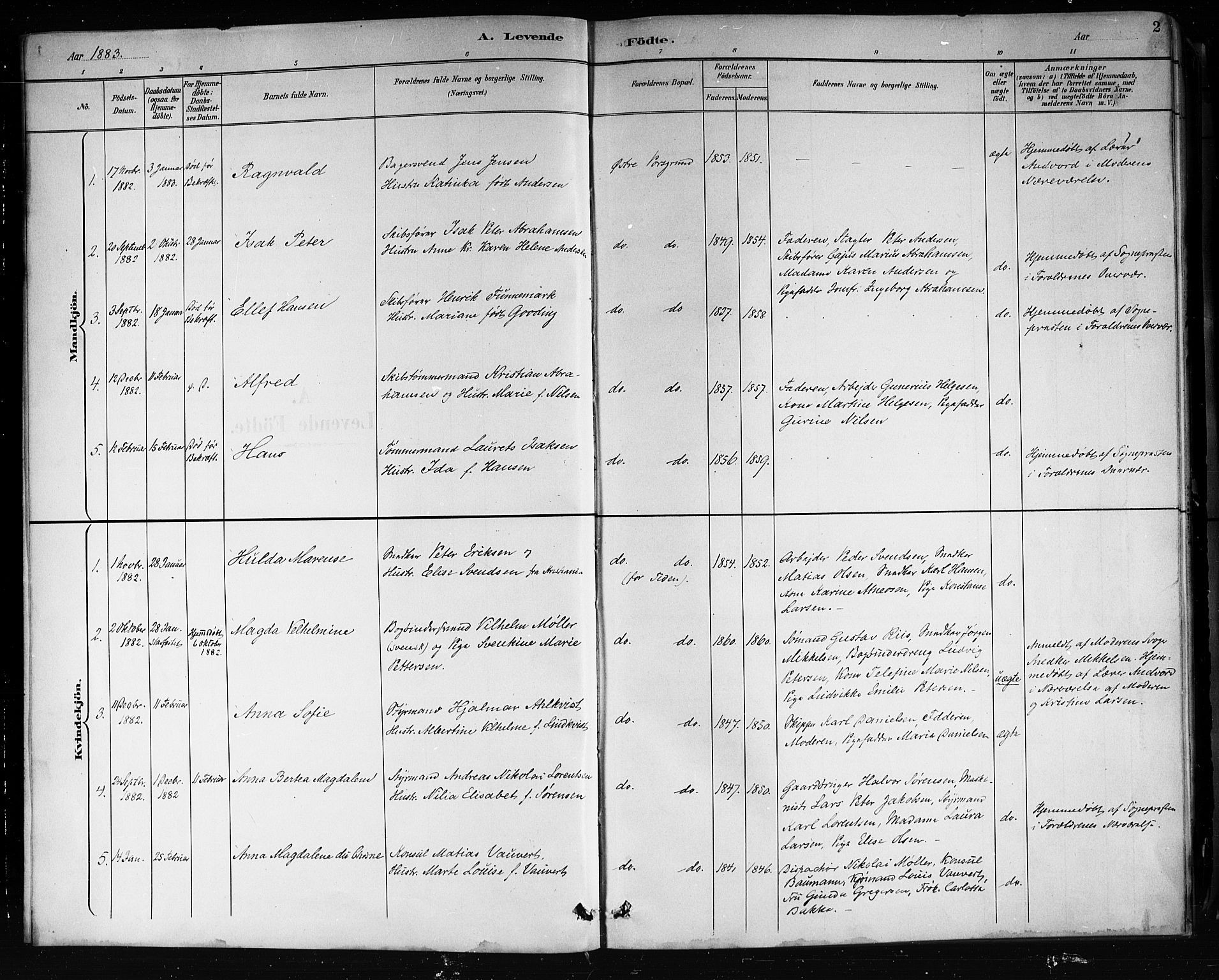 Porsgrunn kirkebøker , AV/SAKO-A-104/G/Gb/L0005: Parish register (copy) no. II 5, 1883-1915, p. 2