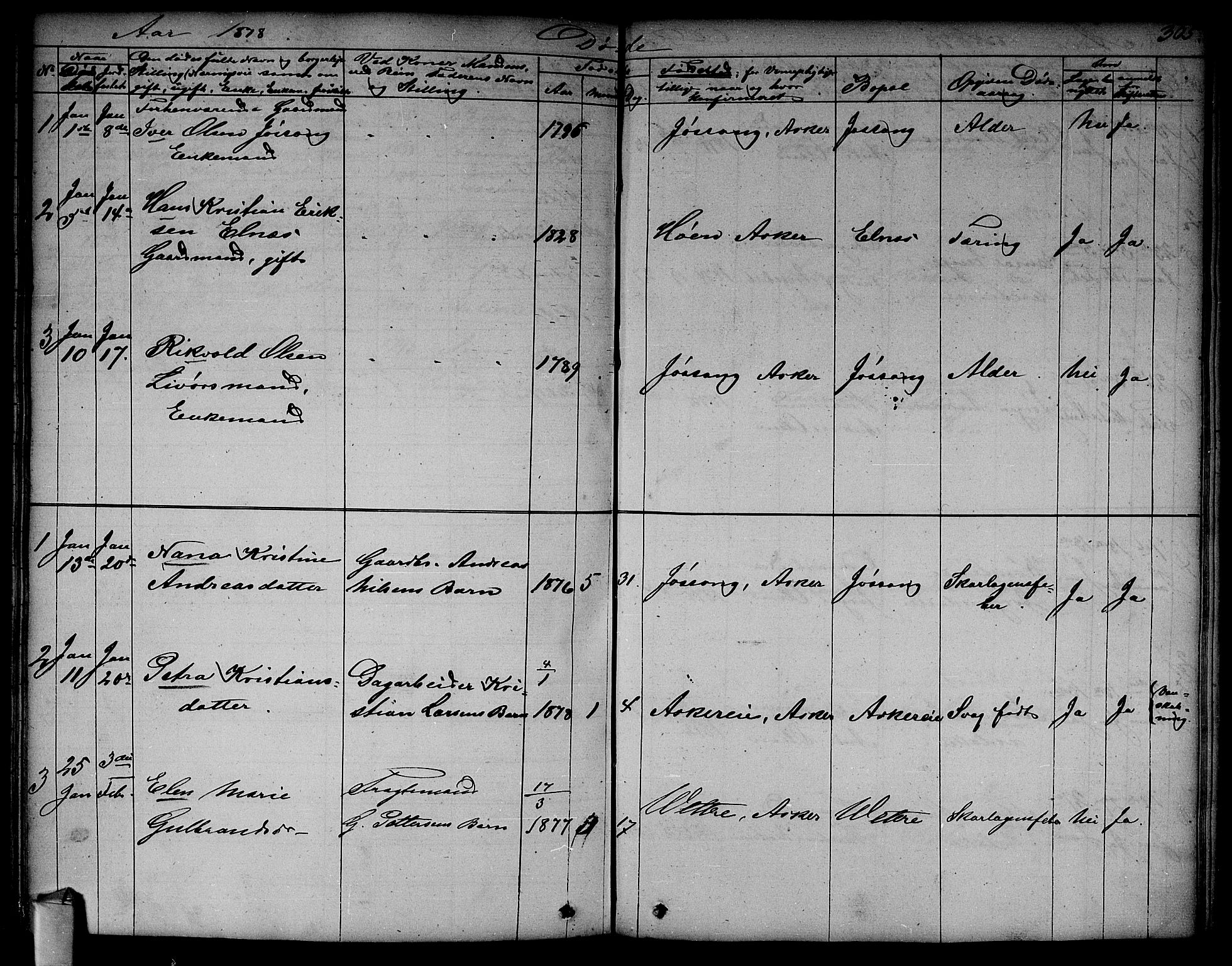 Asker prestekontor Kirkebøker, SAO/A-10256a/F/Fa/L0011: Parish register (official) no. I 11, 1825-1878, p. 305