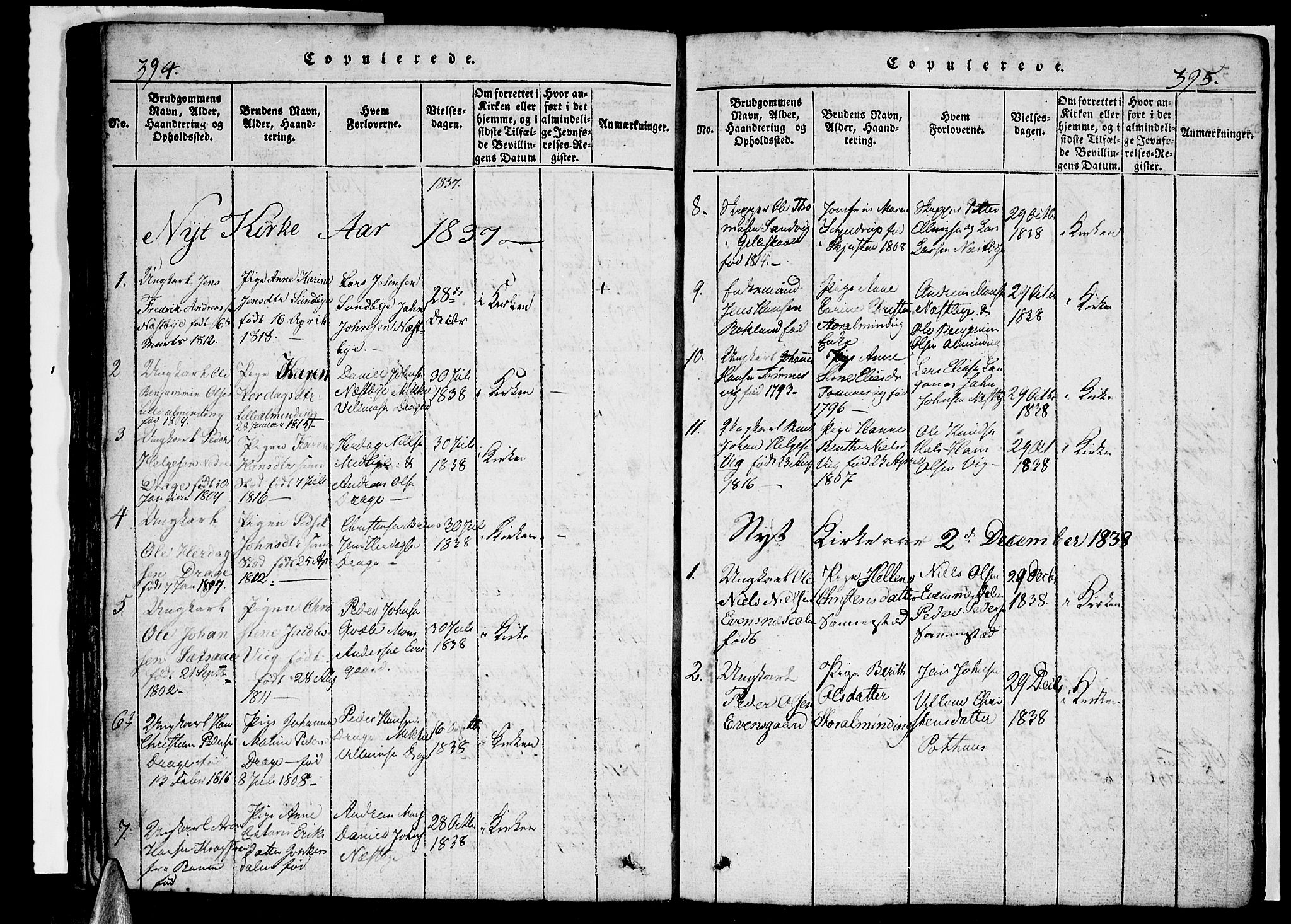 Ministerialprotokoller, klokkerbøker og fødselsregistre - Nordland, AV/SAT-A-1459/847/L0676: Parish register (copy) no. 847C04, 1821-1853, p. 394-395