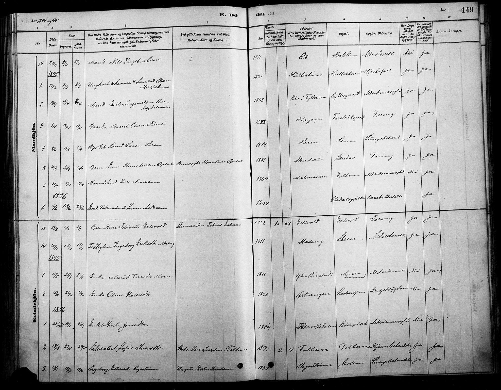 Tolga prestekontor, AV/SAH-PREST-062/L/L0007: Parish register (copy) no. 7, 1878-1919, p. 149