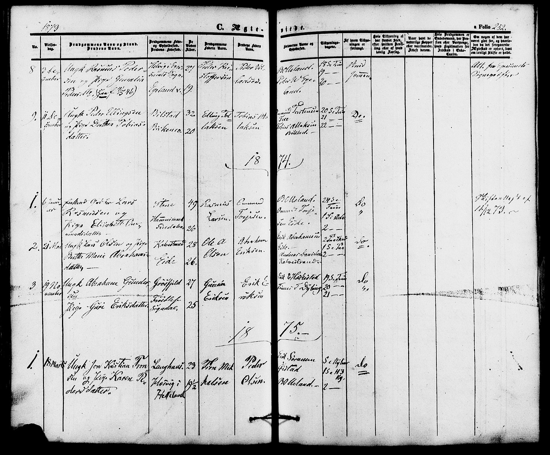 Lund sokneprestkontor, AV/SAST-A-101809/S06/L0010: Parish register (official) no. A 9, 1854-1886, p. 252