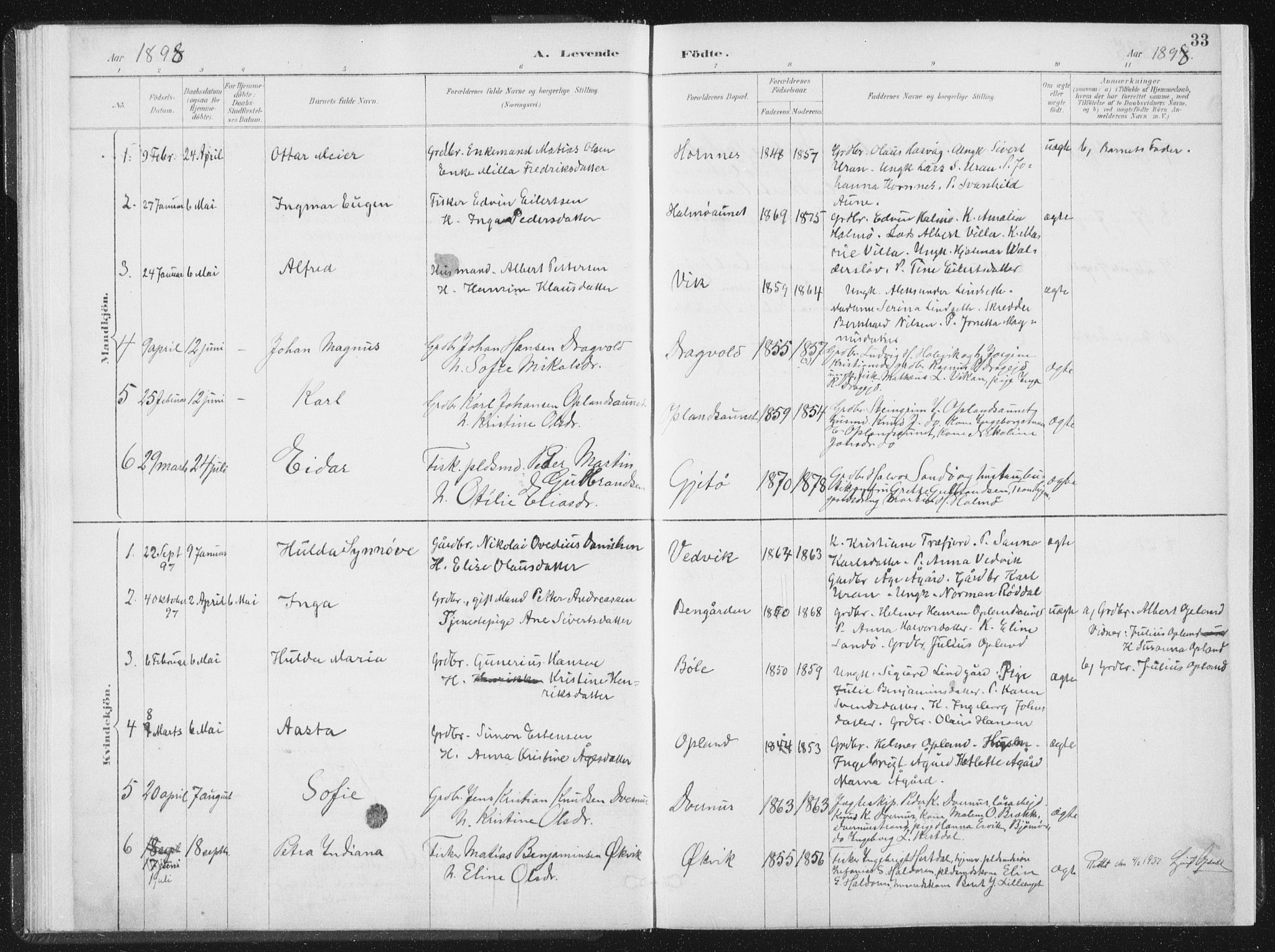 Ministerialprotokoller, klokkerbøker og fødselsregistre - Nord-Trøndelag, SAT/A-1458/771/L0597: Parish register (official) no. 771A04, 1885-1910, p. 33
