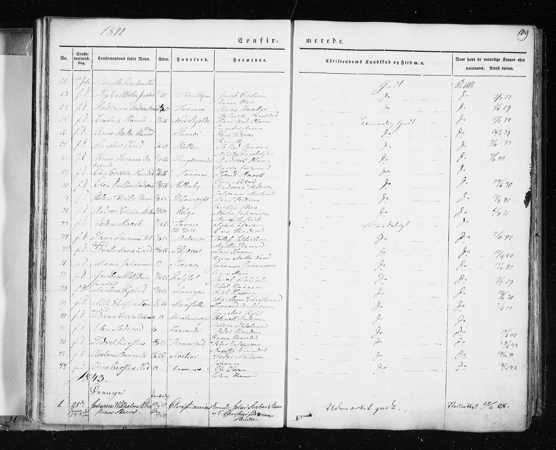 Tromsø sokneprestkontor/stiftsprosti/domprosti, SATØ/S-1343/G/Ga/L0009kirke: Parish register (official) no. 9, 1837-1847, p. 139