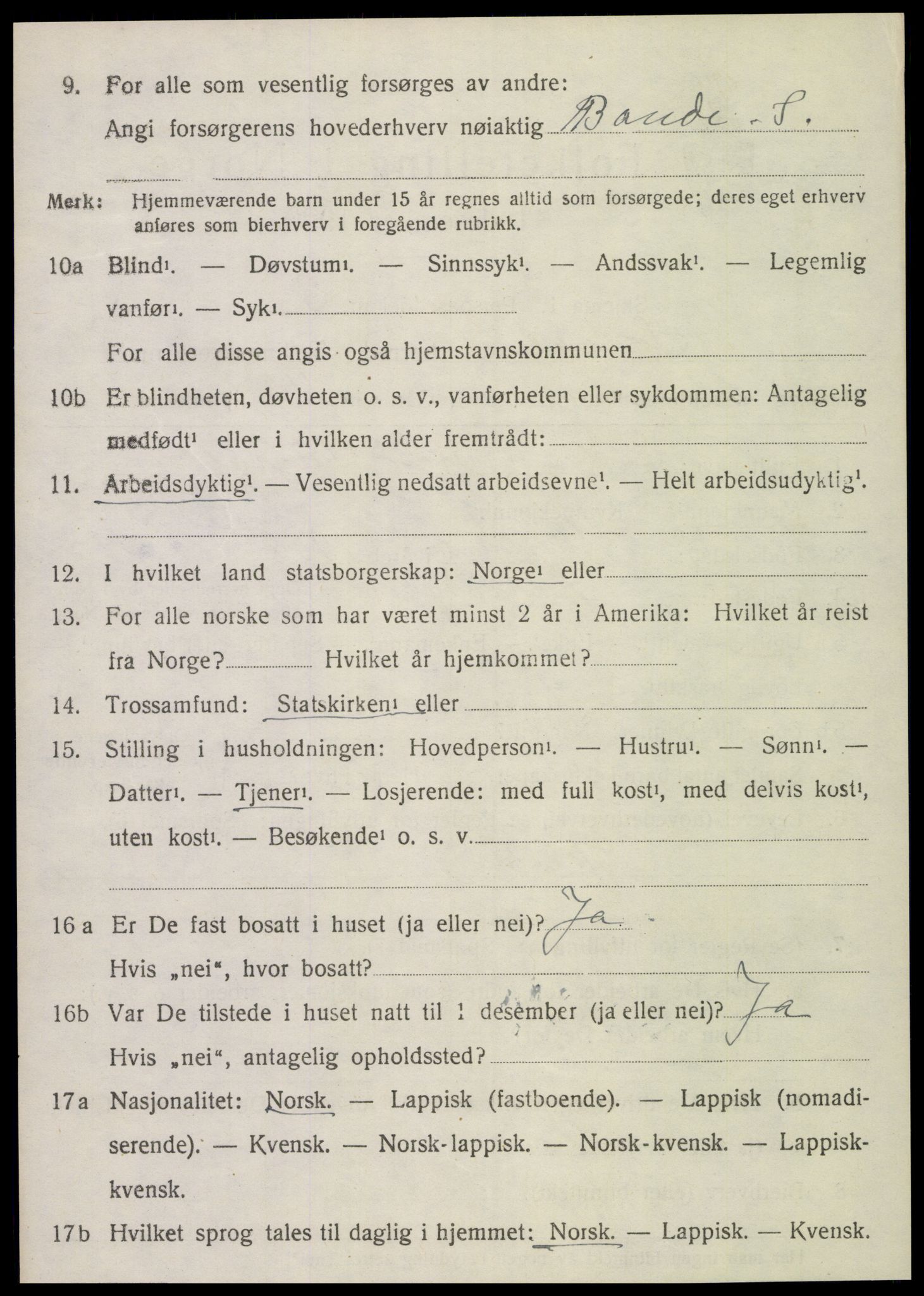 SAT, 1920 census for Sparbu, 1920, p. 4956