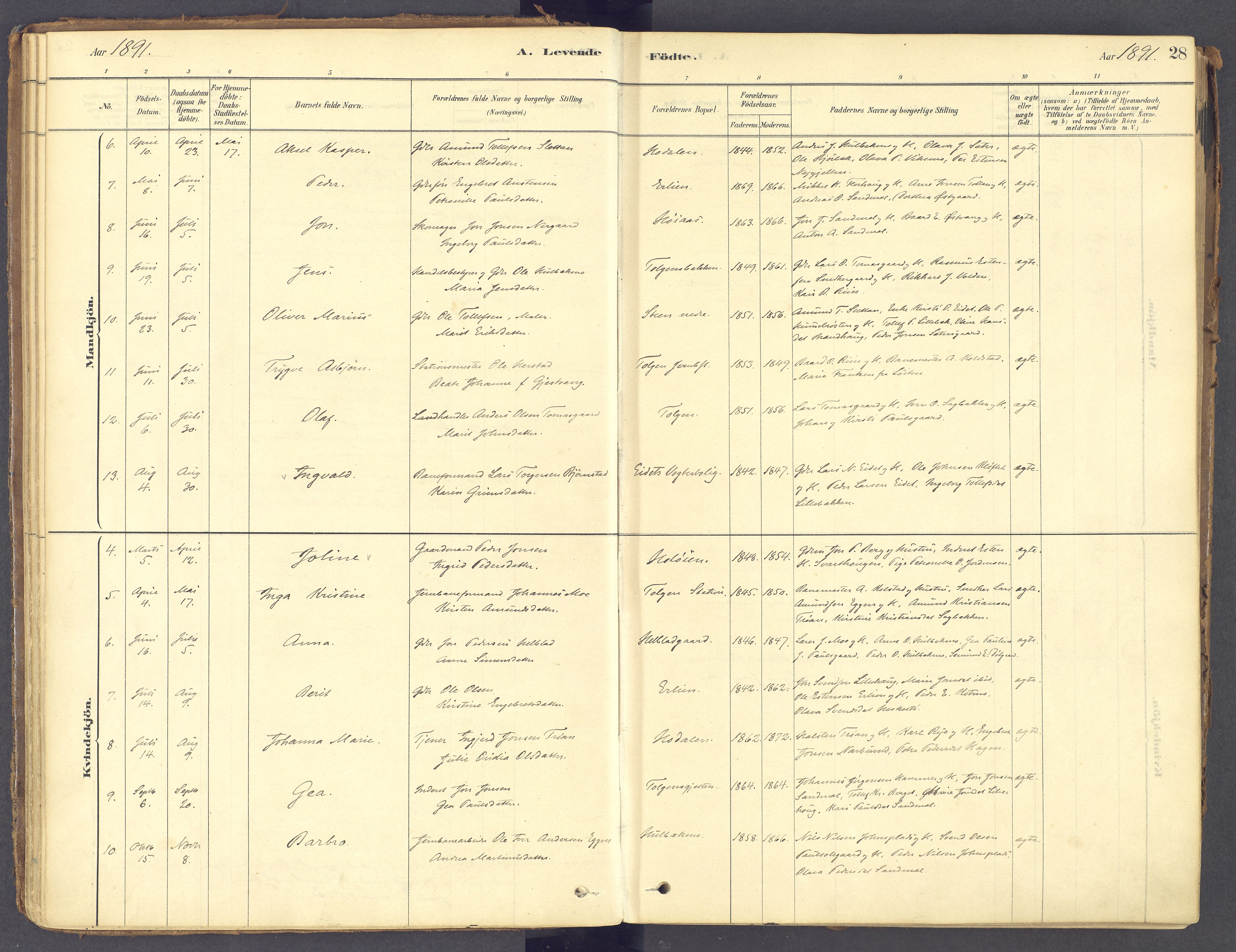 Tolga prestekontor, AV/SAH-PREST-062/K/L0011: Parish register (official) no. 11, 1877-1920, p. 28