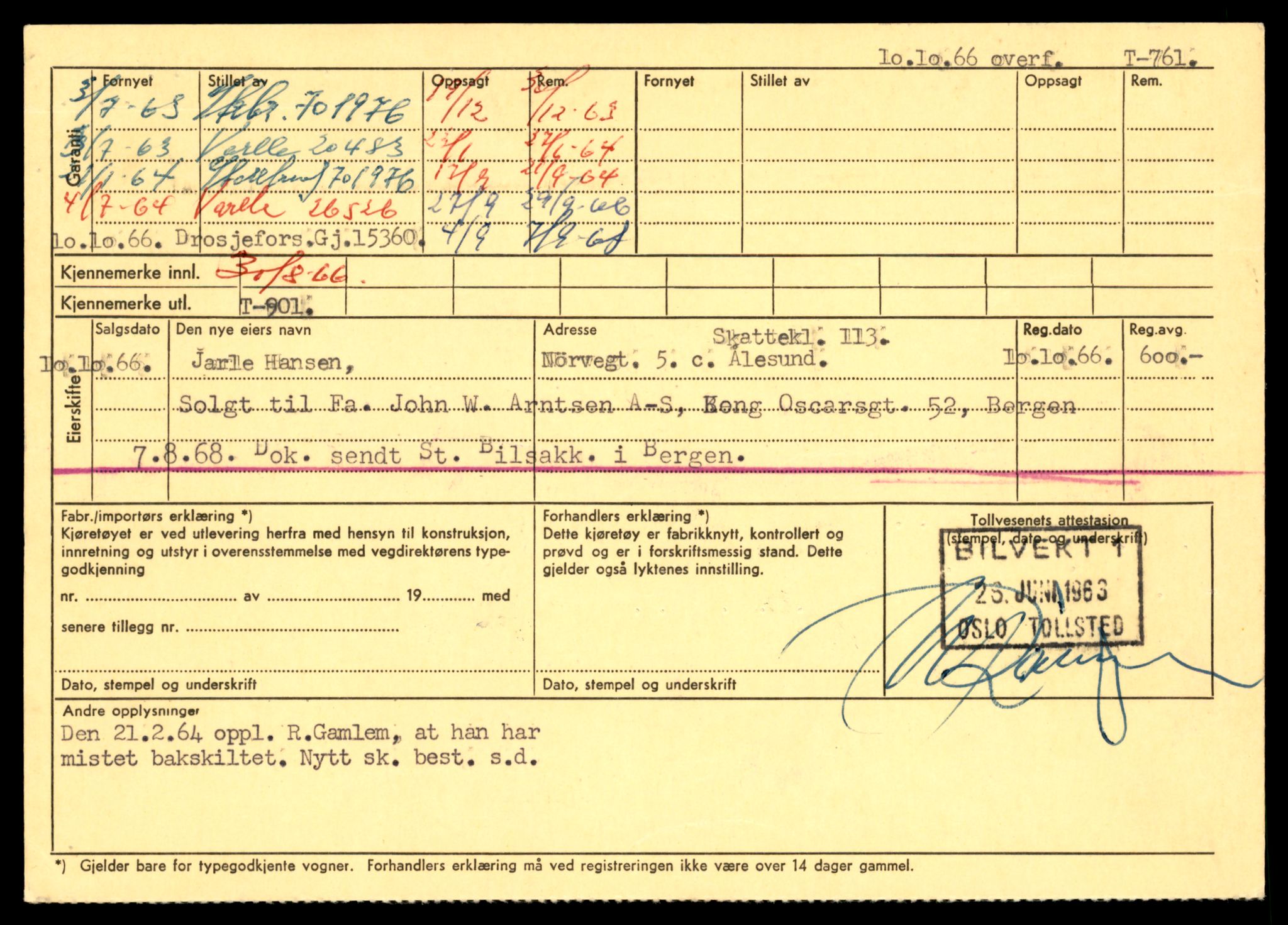 Møre og Romsdal vegkontor - Ålesund trafikkstasjon, AV/SAT-A-4099/F/Fe/L0008: Registreringskort for kjøretøy T 747 - T 894, 1927-1998, p. 409