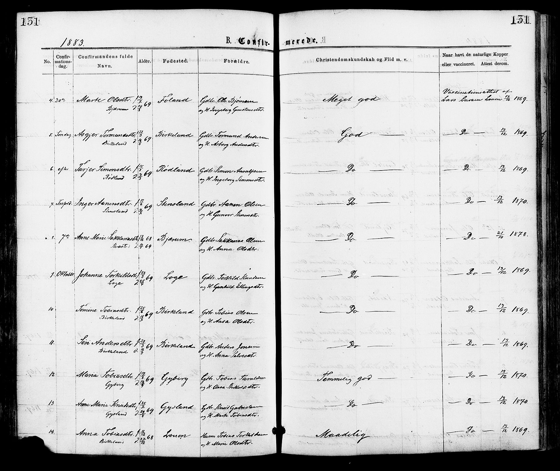 Hægebostad sokneprestkontor, AV/SAK-1111-0024/F/Fa/Faa/L0005: Parish register (official) no. A 5, 1864-1886, p. 131