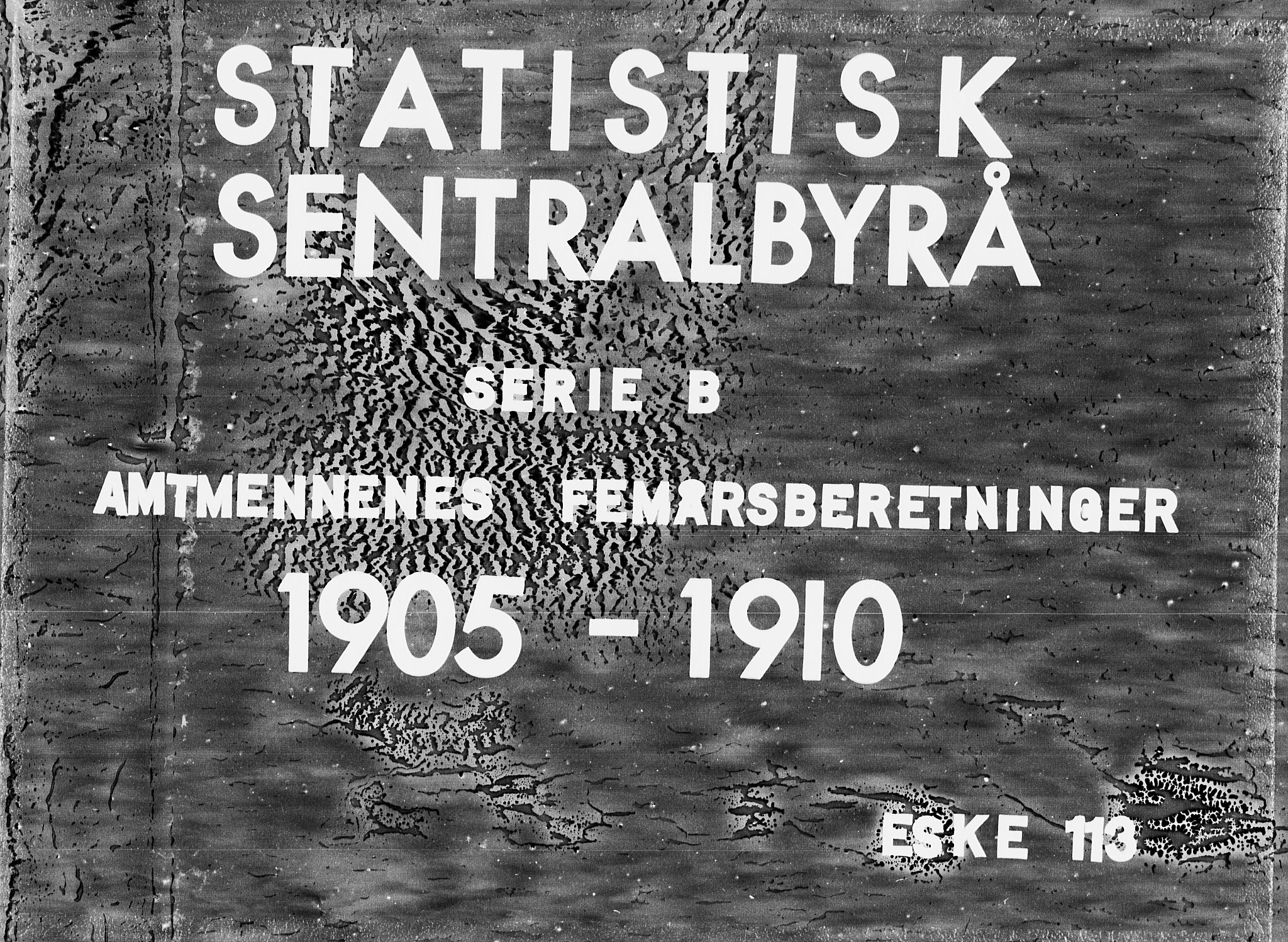 Statistisk sentralbyrå, Næringsøkonomiske emner, Generelt - Amtmennenes femårsberetninger, AV/RA-S-2233/F/Fa/L0113: --, 1910, p. 1