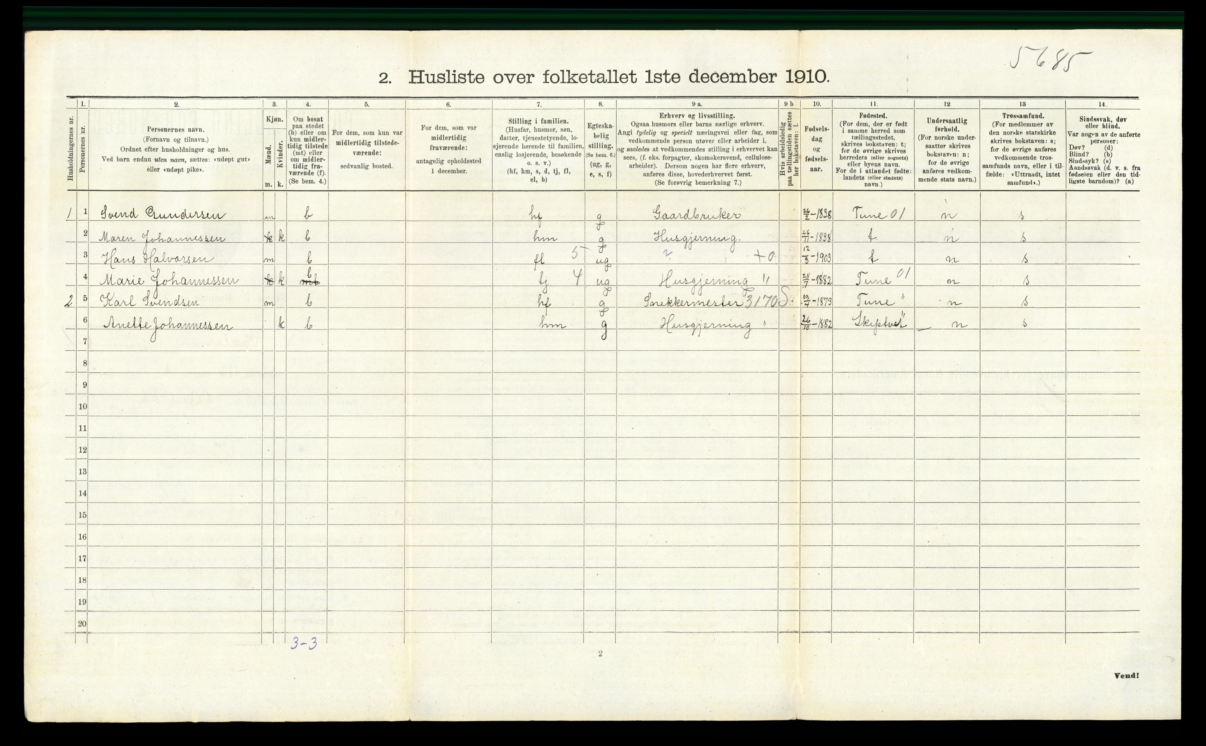 RA, 1910 census for Våler, 1910, p. 647