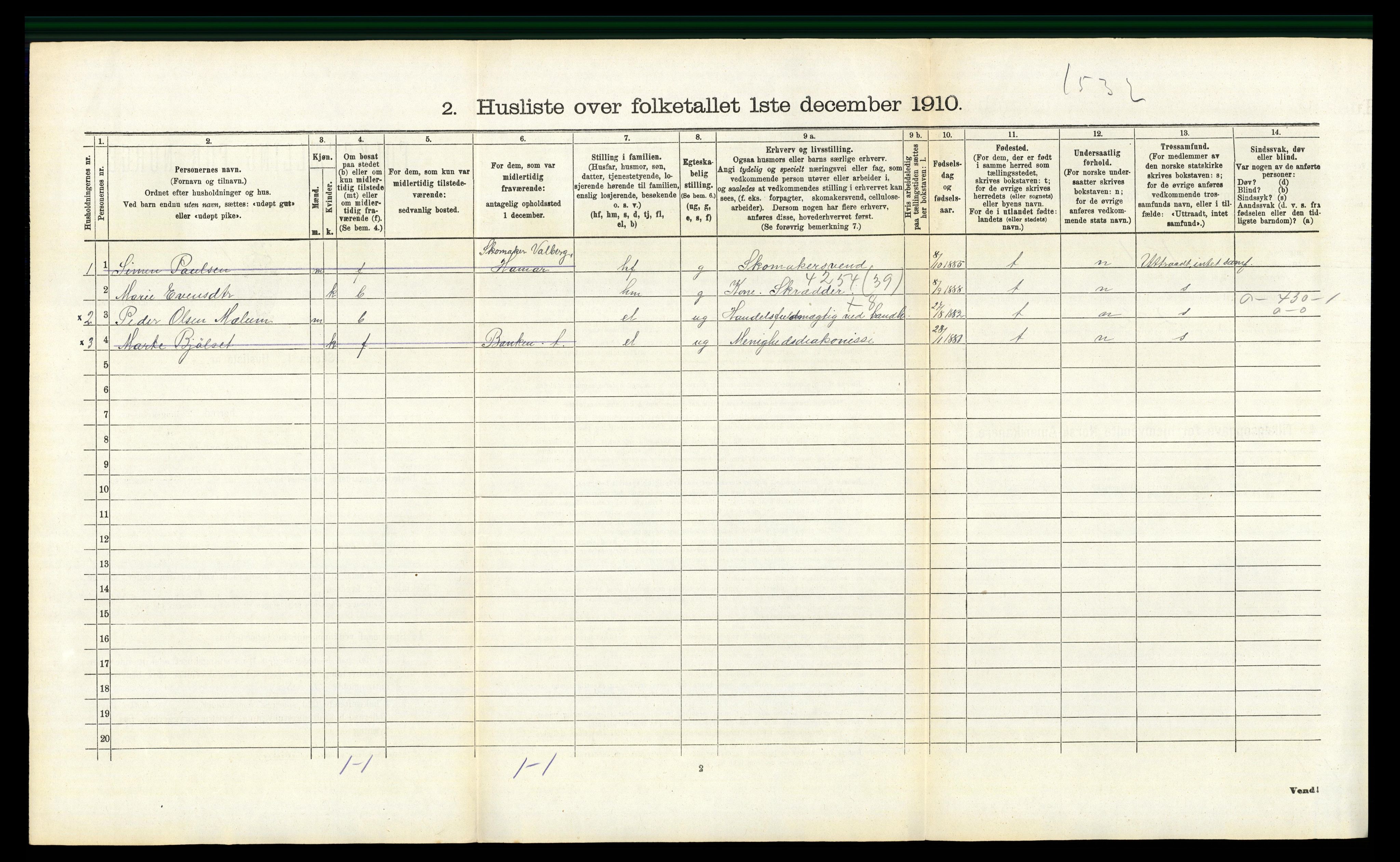 RA, 1910 census for Romedal, 1910, p. 1238