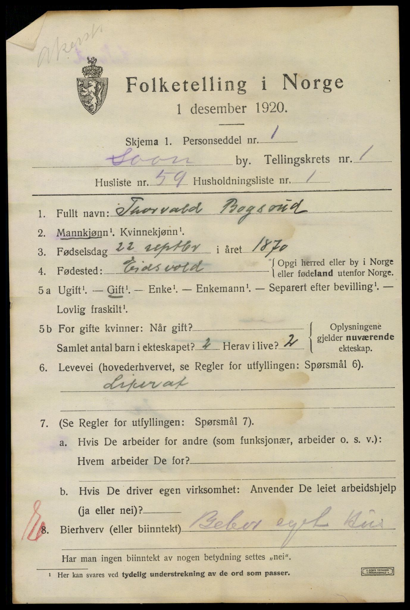 SAO, 1920 census for Son, 1920, p. 1120