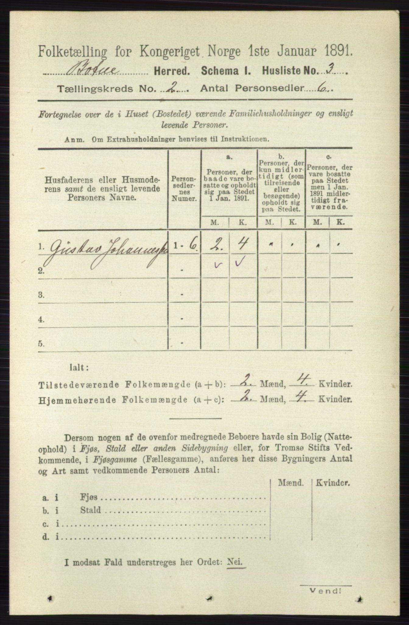 RA, 1891 census for 0715 Botne, 1891, p. 586