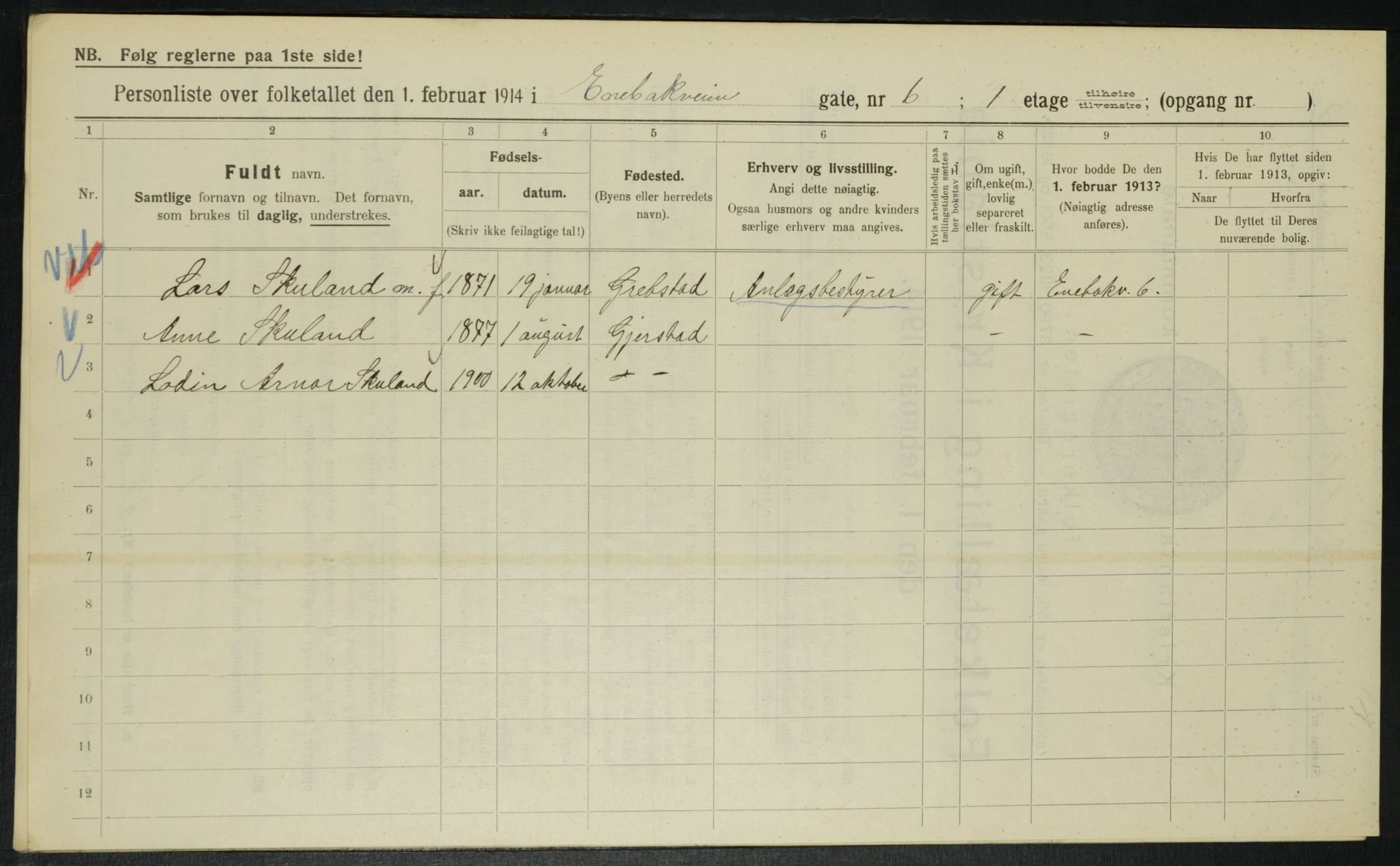 OBA, Municipal Census 1914 for Kristiania, 1914, p. 21196