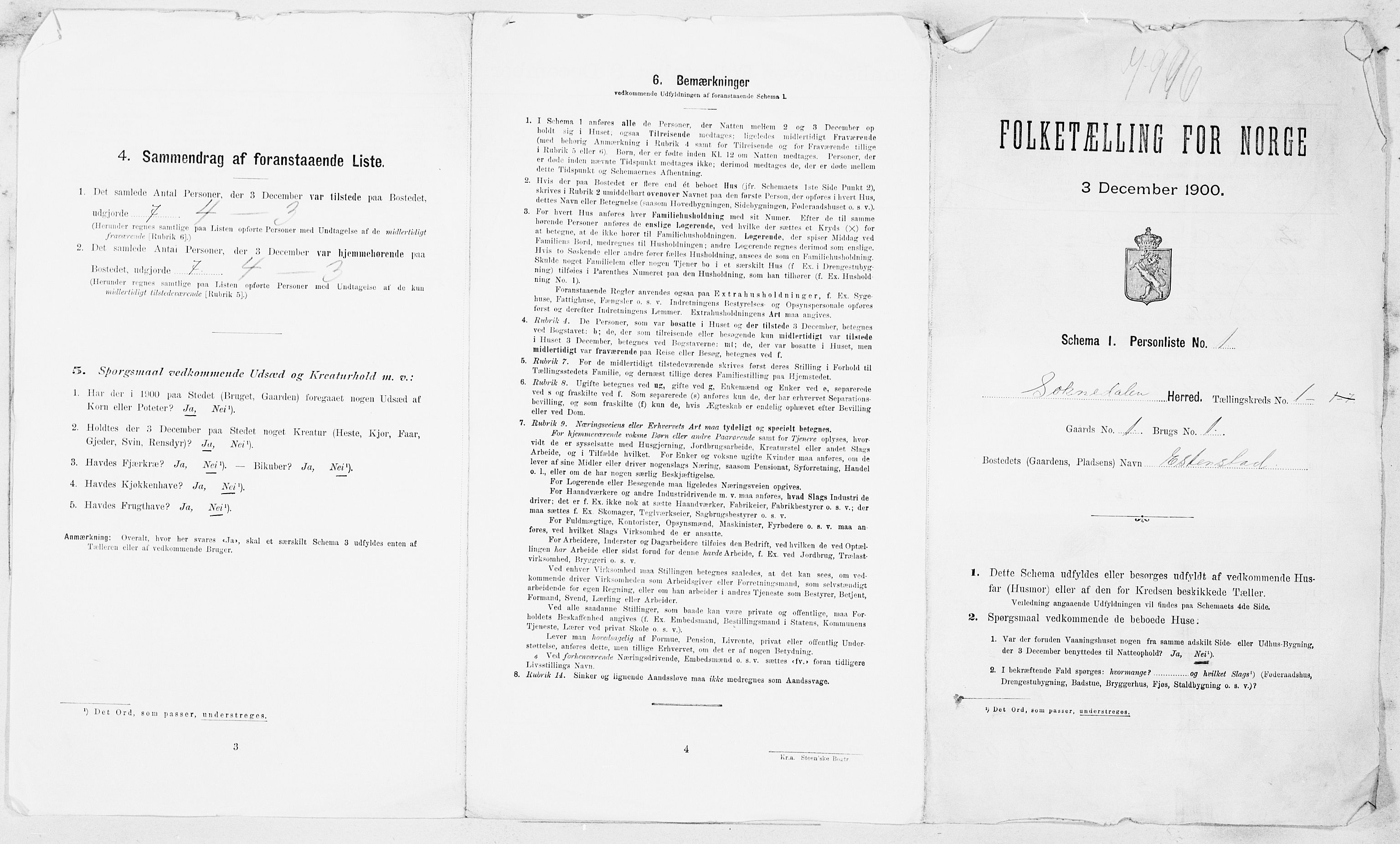 SAT, 1900 census for Soknedal, 1900, p. 23