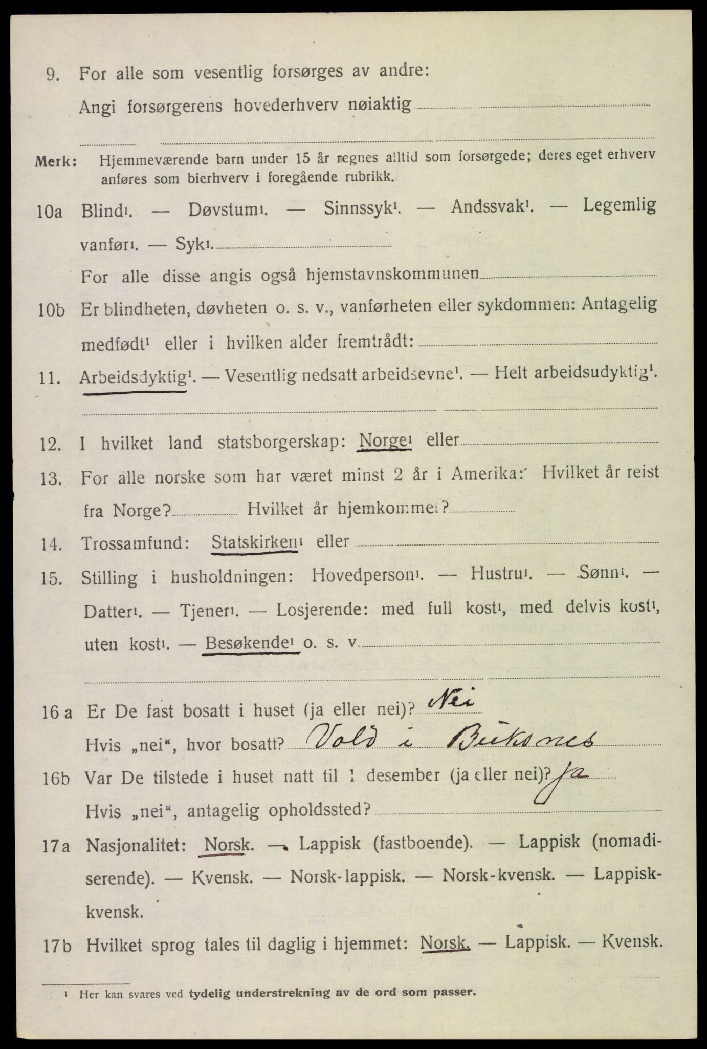 SAT, 1920 census for Borge, 1920, p. 5694