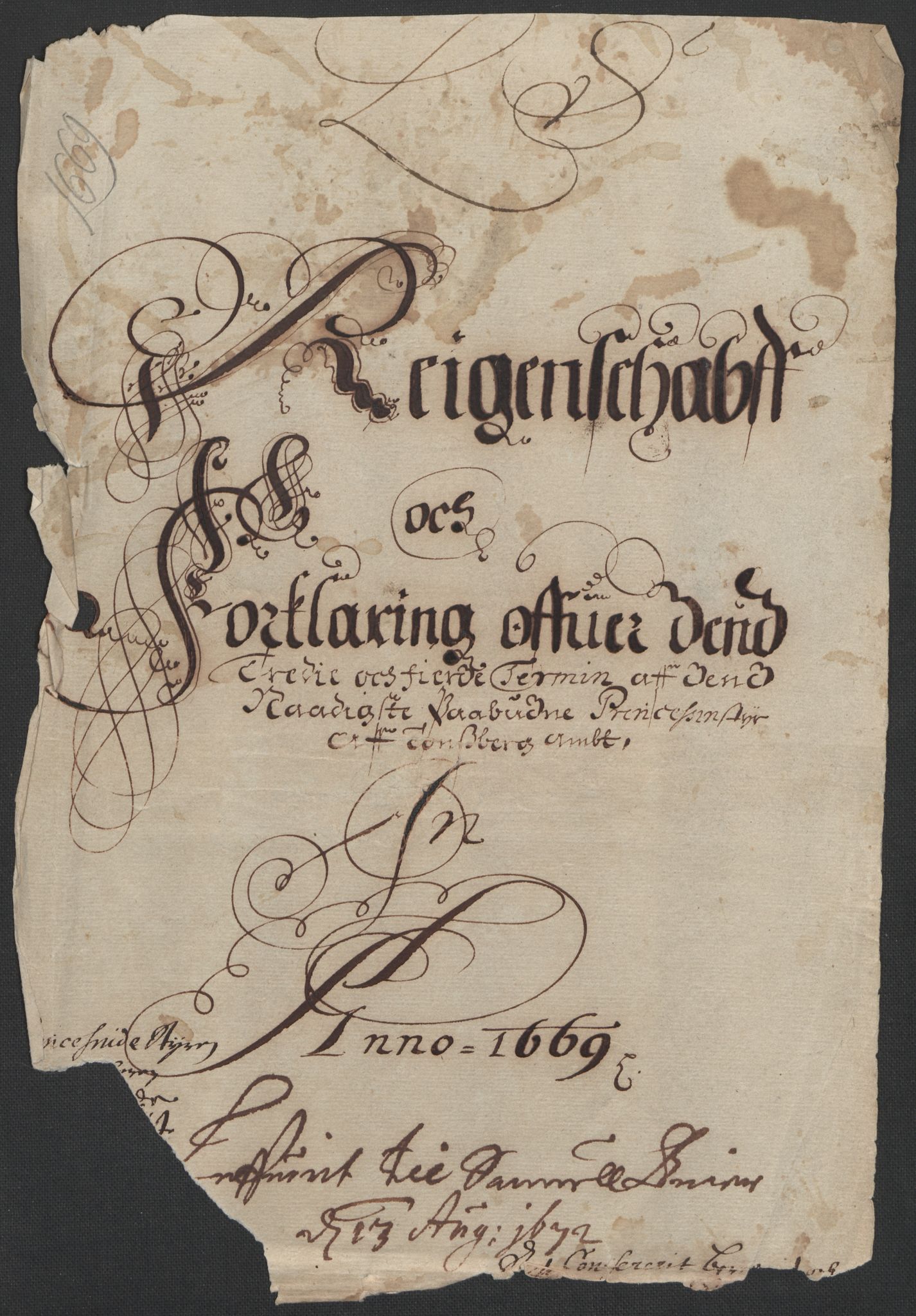 Rentekammeret inntil 1814, Reviderte regnskaper, Fogderegnskap, AV/RA-EA-4092/R32/L1840: Fogderegnskap Jarlsberg grevskap, 1664-1673, p. 305