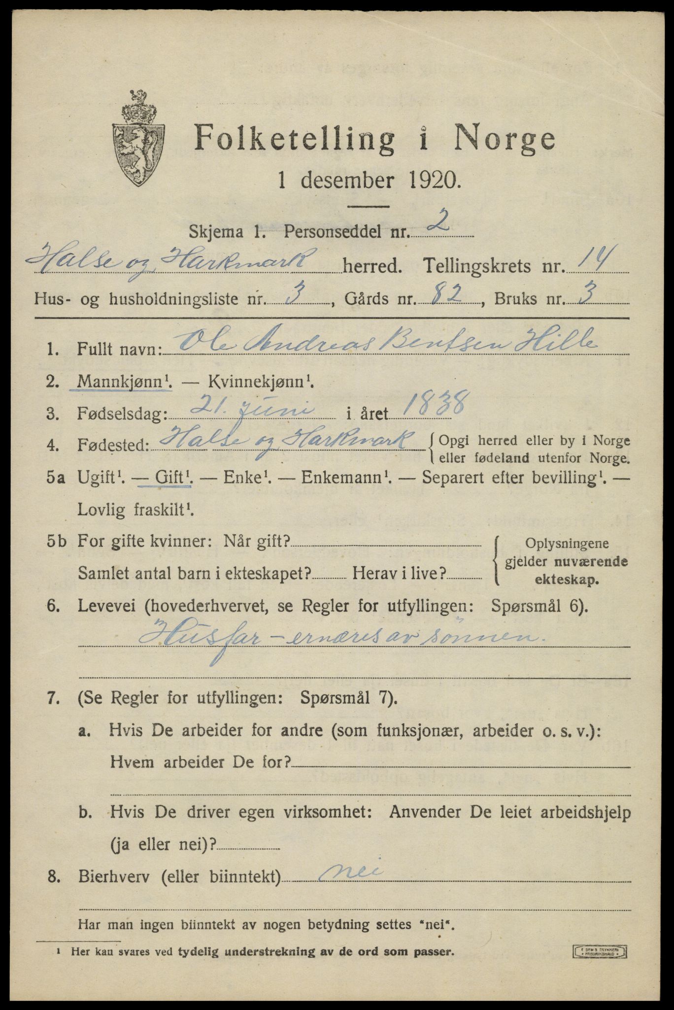 SAK, 1920 census for Halse og Harkmark, 1920, p. 7615