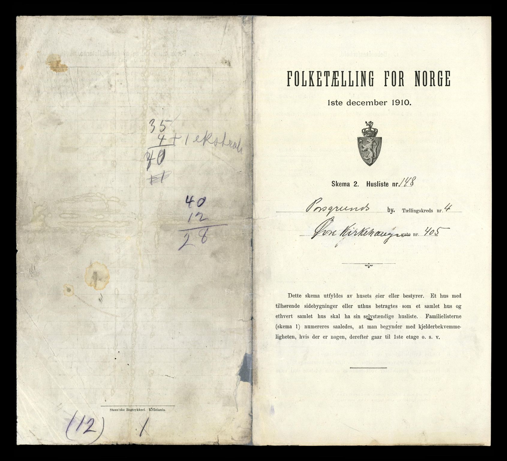 RA, 1910 census for Porsgrunn, 1910, p. 2948