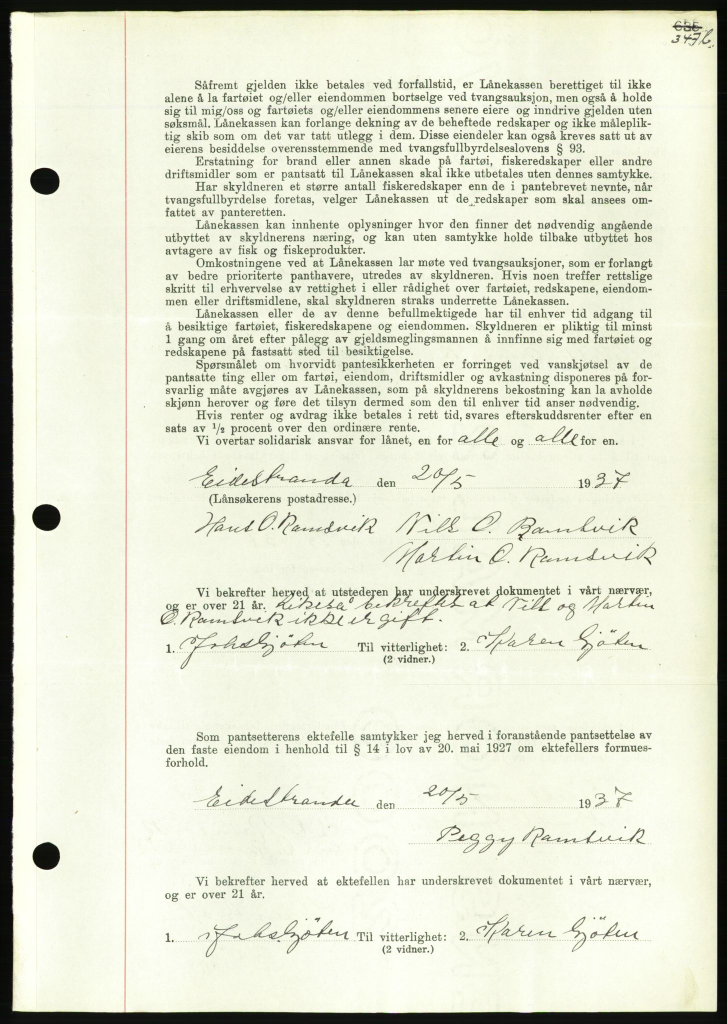 Nordmøre sorenskriveri, AV/SAT-A-4132/1/2/2Ca/L0091: Mortgage book no. B81, 1937-1937, Diary no: : 1338/1937