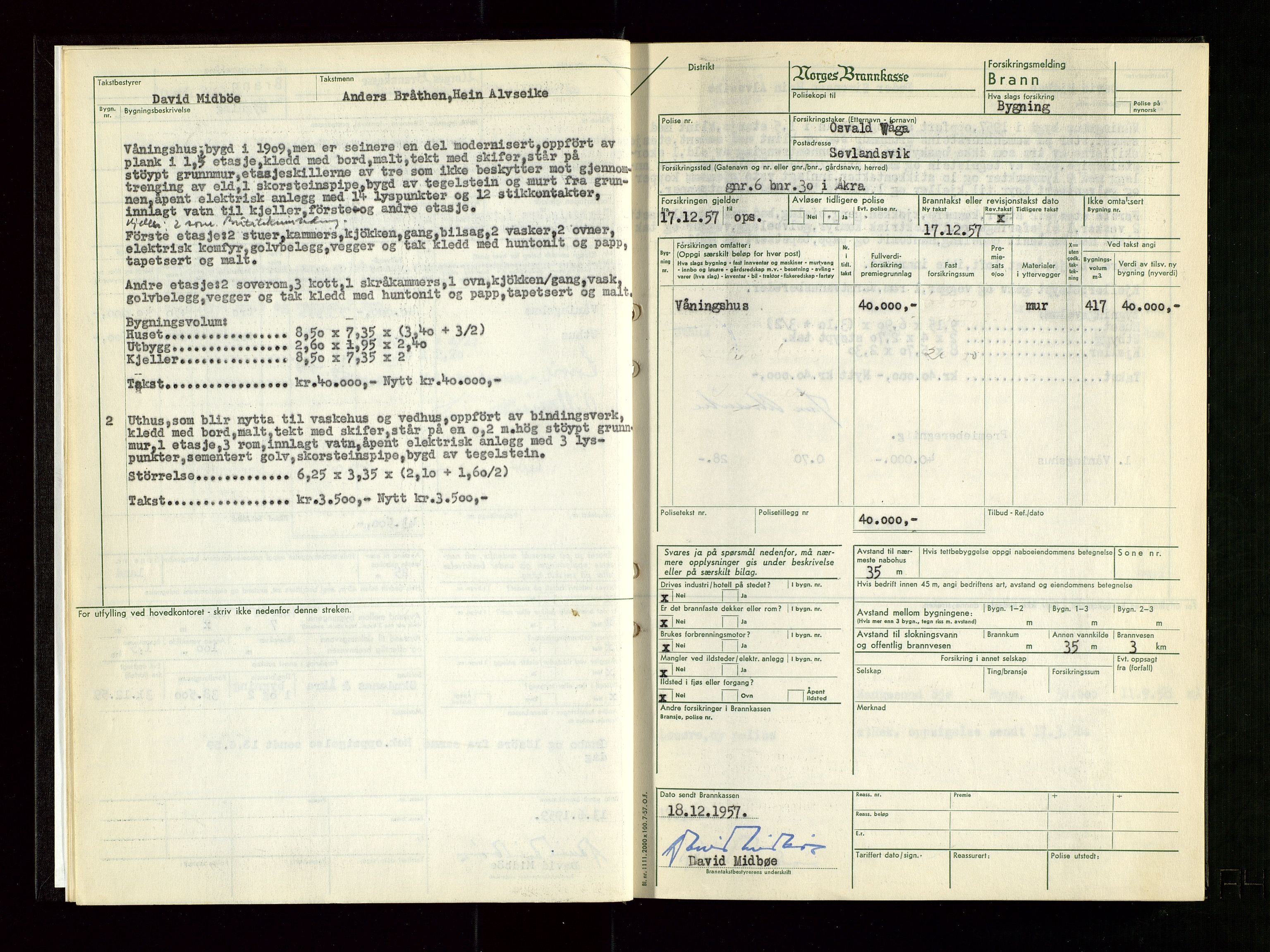 Skudenes lensmannskontor, SAST/A-100444/Gob/L0005: Branntakstprotokoll, 1957-1959