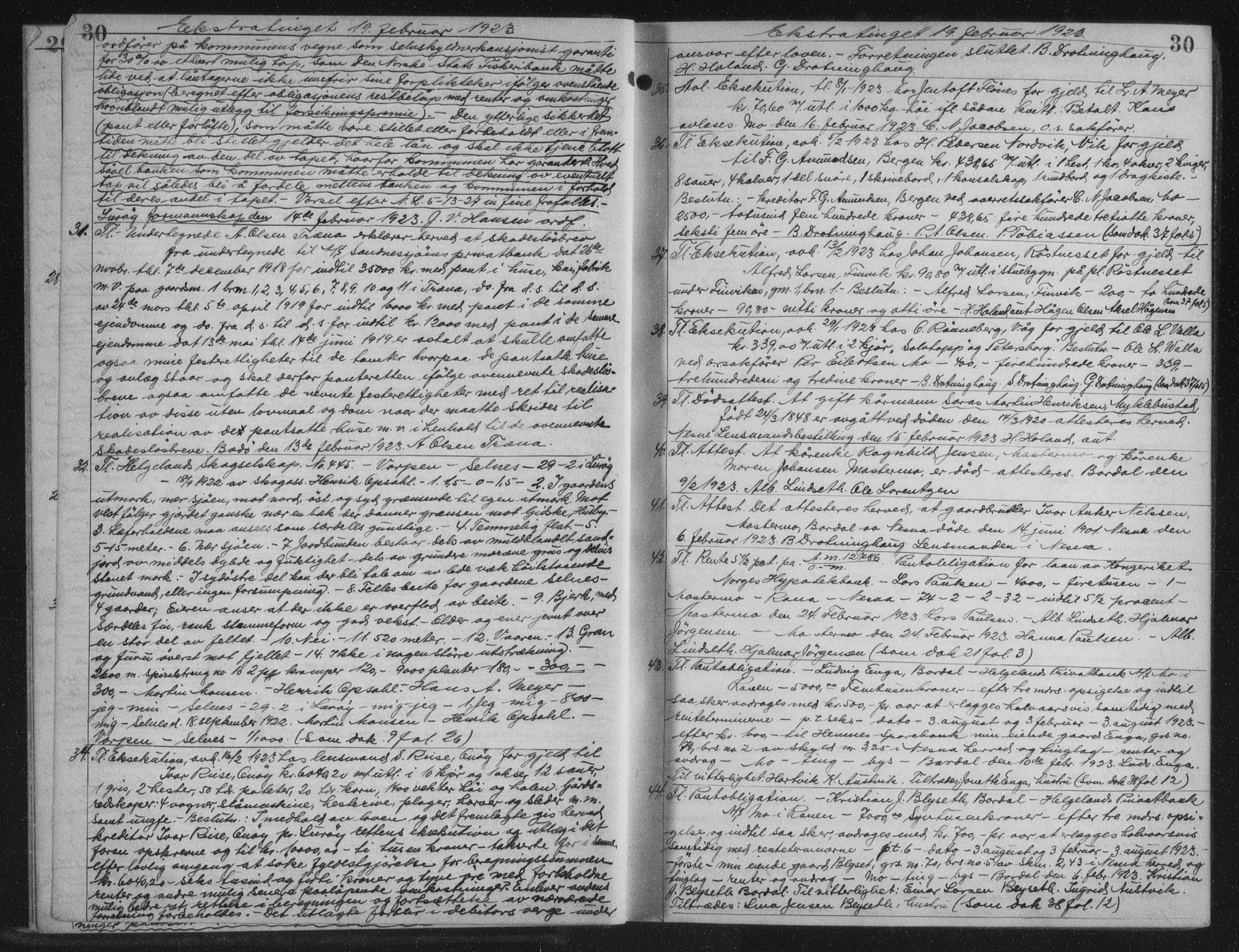 Rana sorenskriveri , AV/SAT-A-1108/1/2/2C/L0018: Mortgage book no. 18, 1923-1928, p. 30, Deed date: 19.02.1923