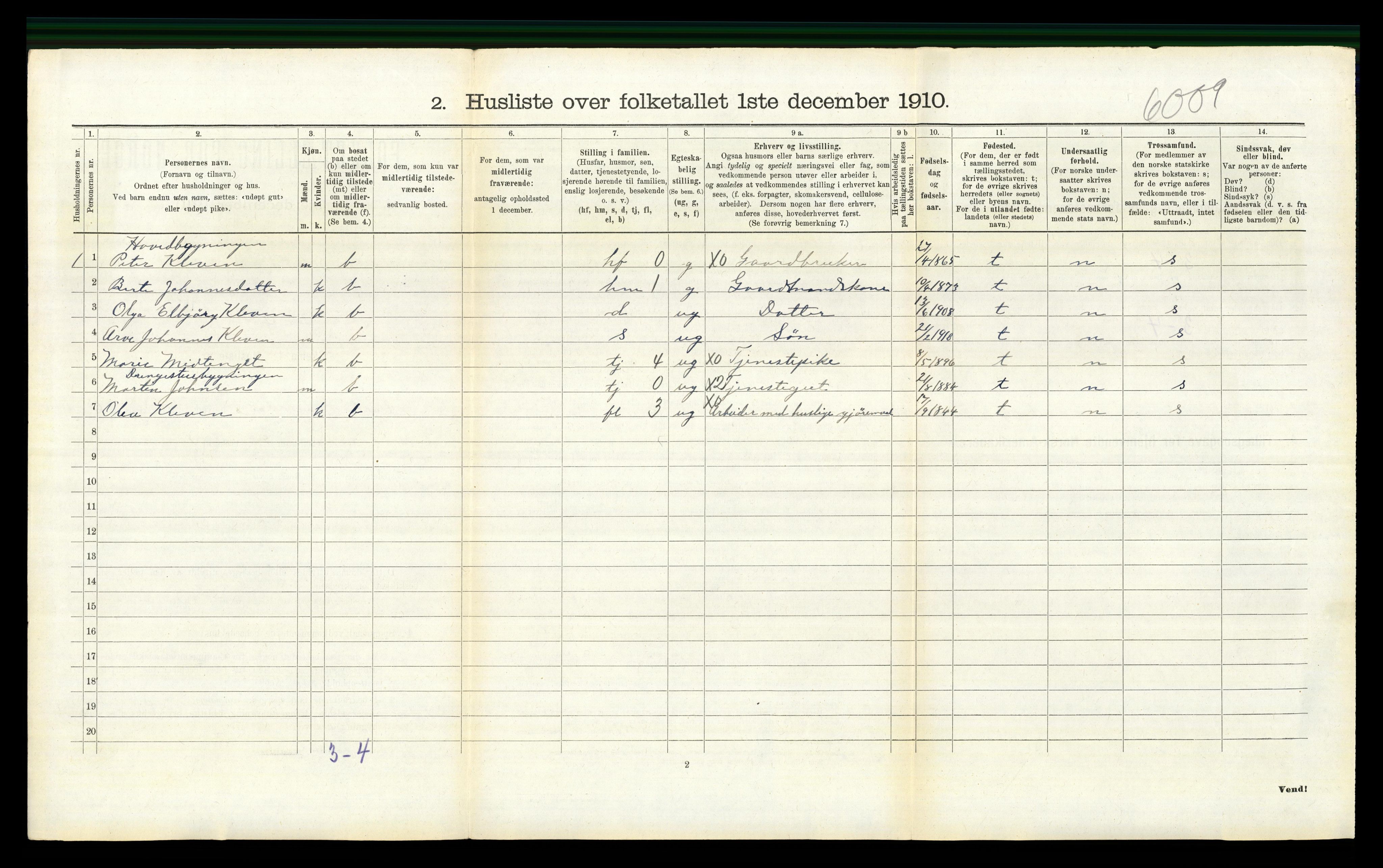 RA, 1910 census for Vestre Gausdal, 1910, p. 764