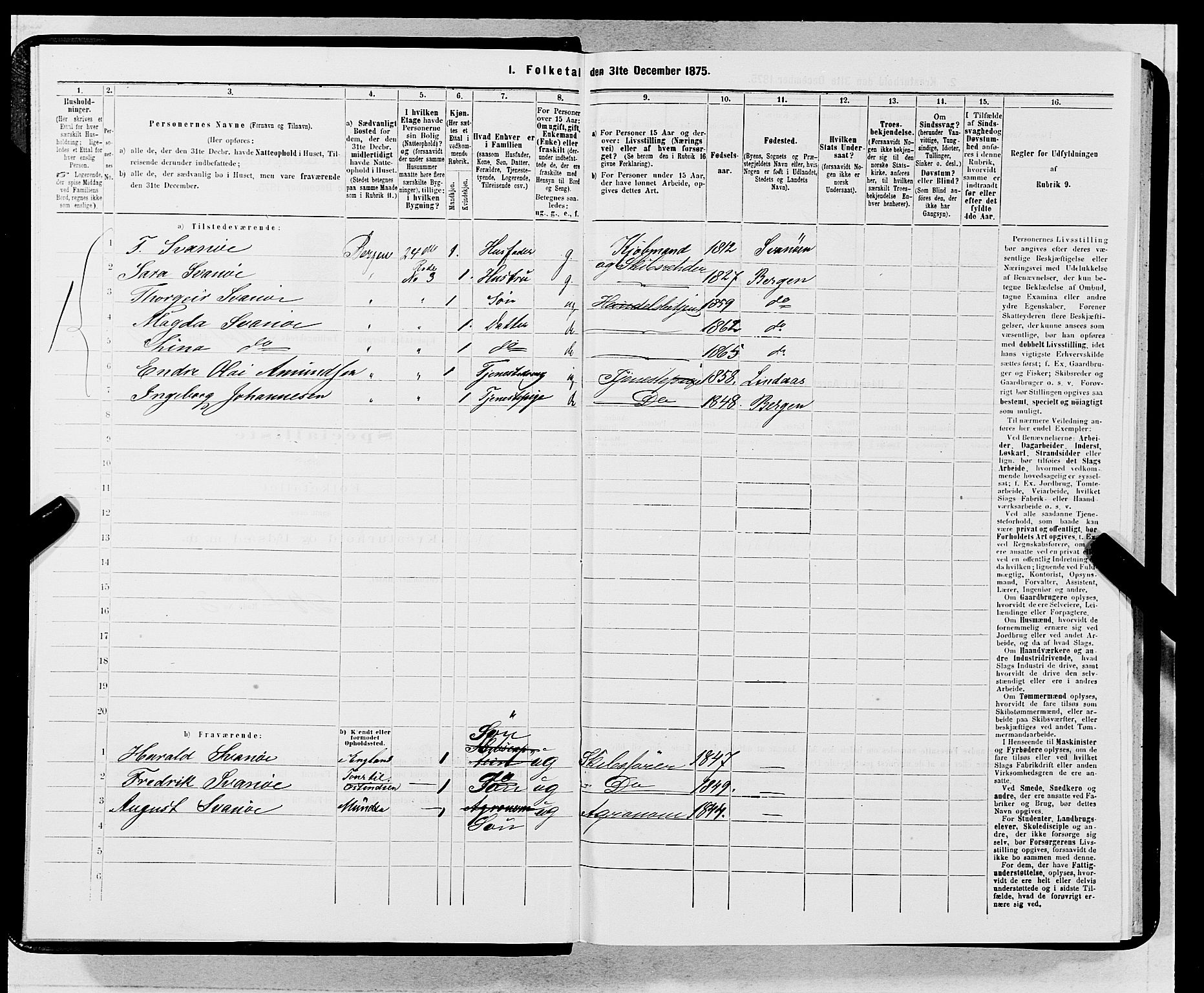 SAB, 1875 census for 1301 Bergen, 1875, p. 5689