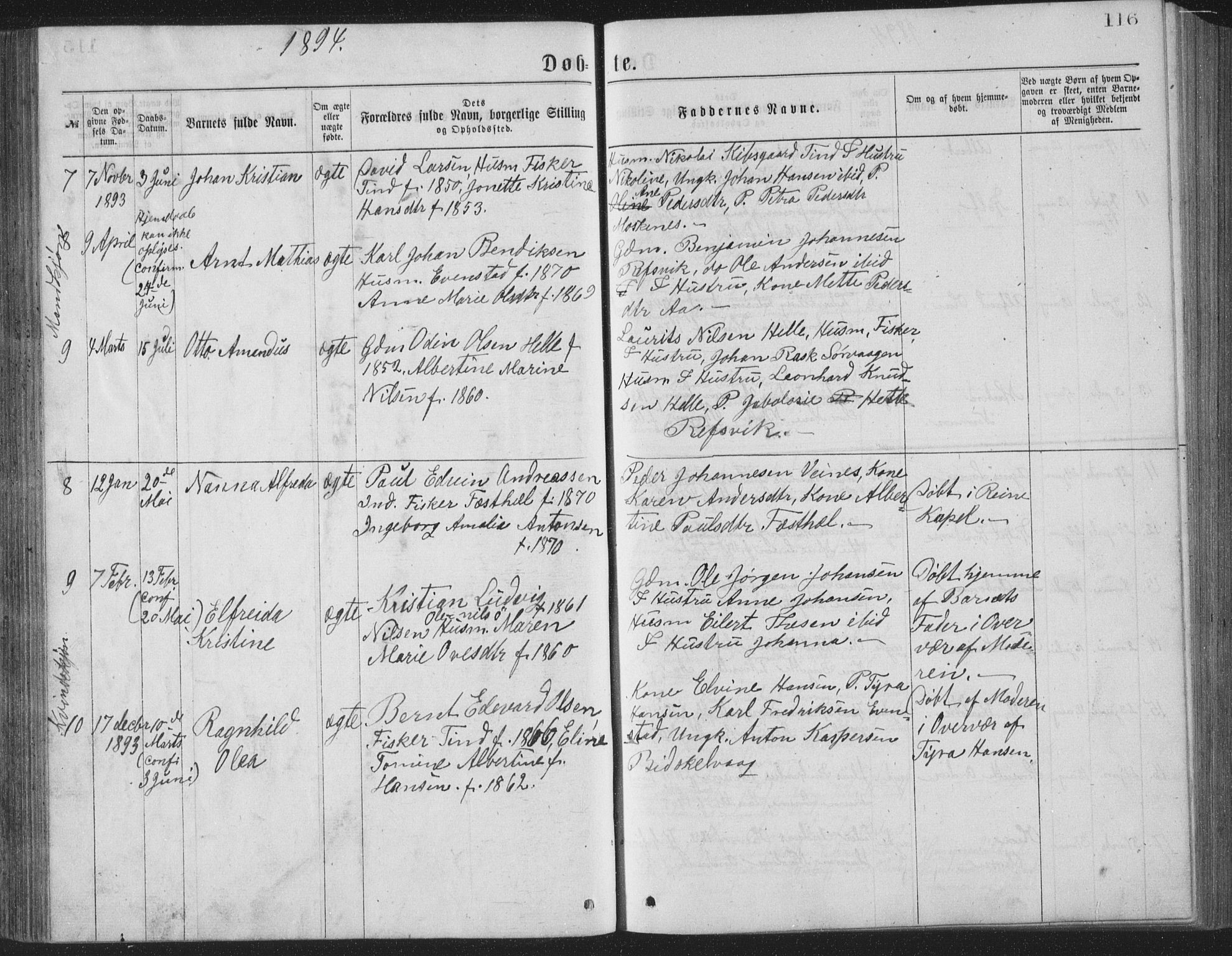 Ministerialprotokoller, klokkerbøker og fødselsregistre - Nordland, AV/SAT-A-1459/886/L1225: Parish register (copy) no. 886C02, 1874-1896, p. 116