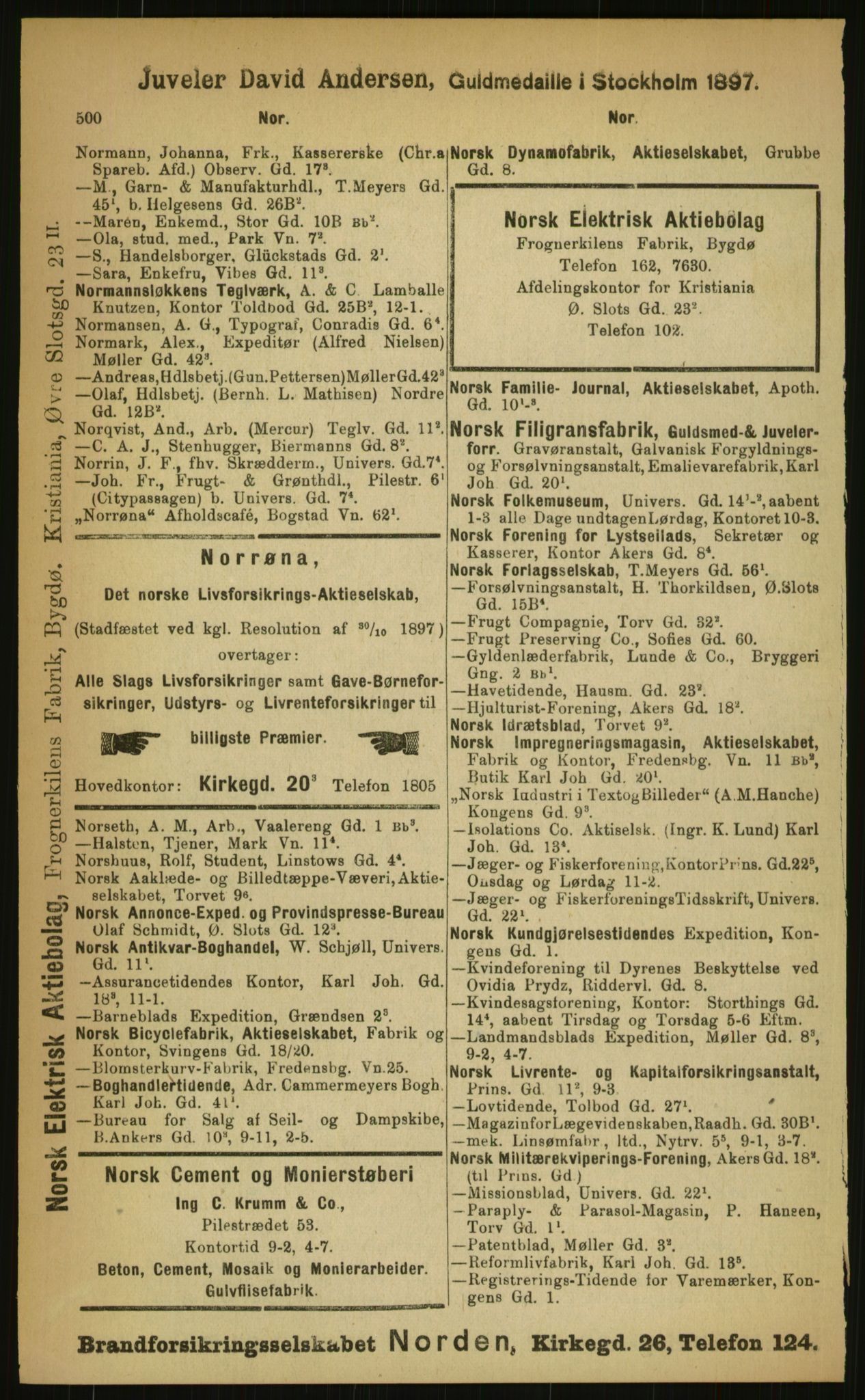 Kristiania/Oslo adressebok, PUBL/-, 1899, p. 500