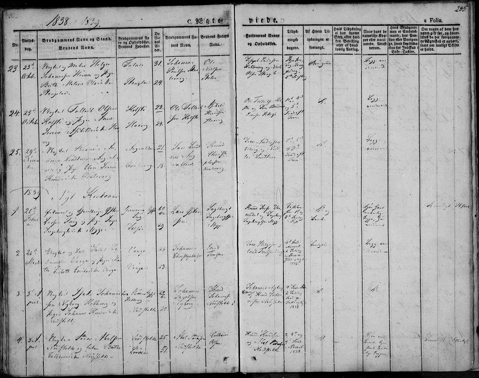 Avaldsnes sokneprestkontor, AV/SAST-A -101851/H/Ha/Haa/L0005: Parish register (official) no. A 5.1, 1825-1841, p. 285