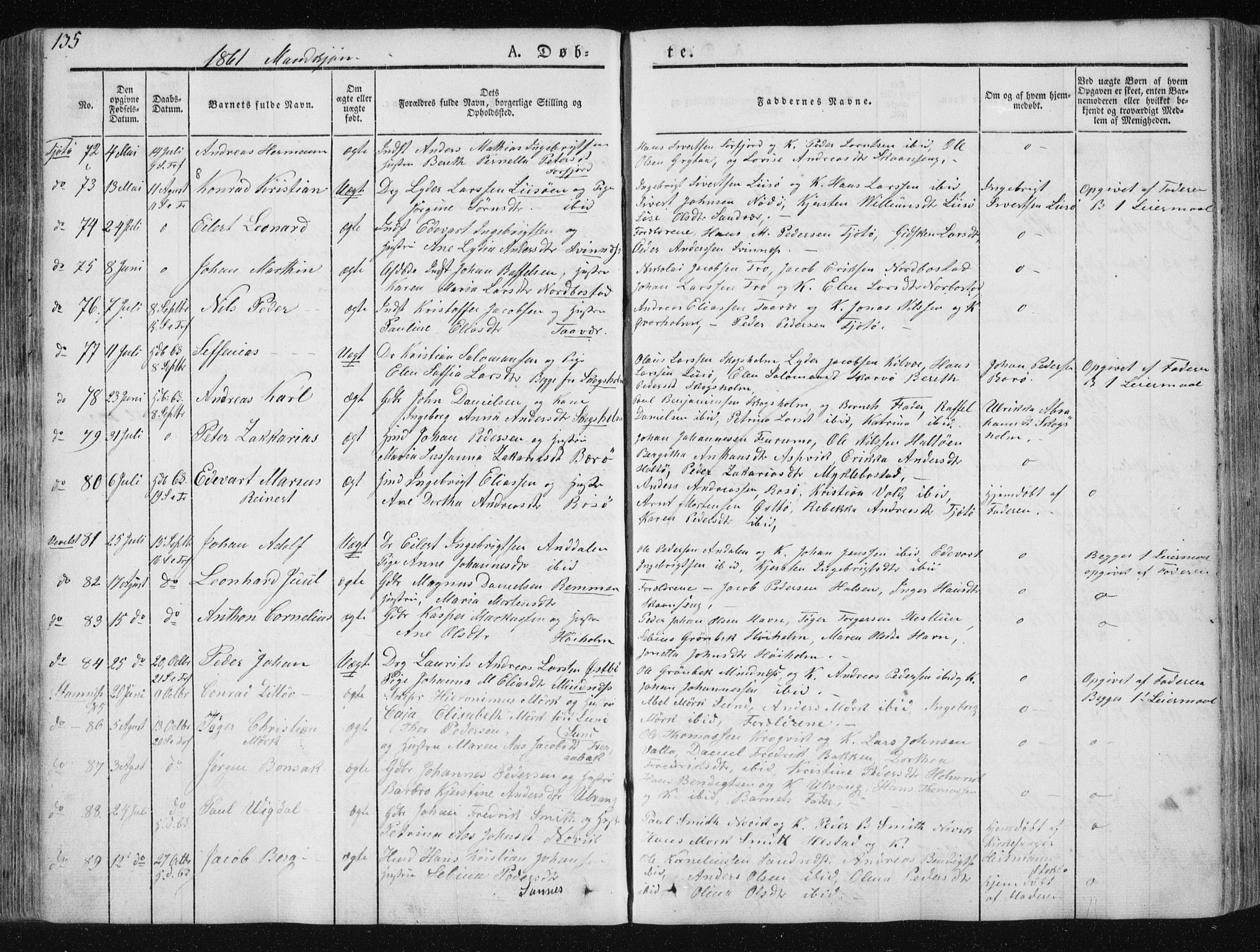 Ministerialprotokoller, klokkerbøker og fødselsregistre - Nordland, AV/SAT-A-1459/830/L0446: Parish register (official) no. 830A10, 1831-1865, p. 135