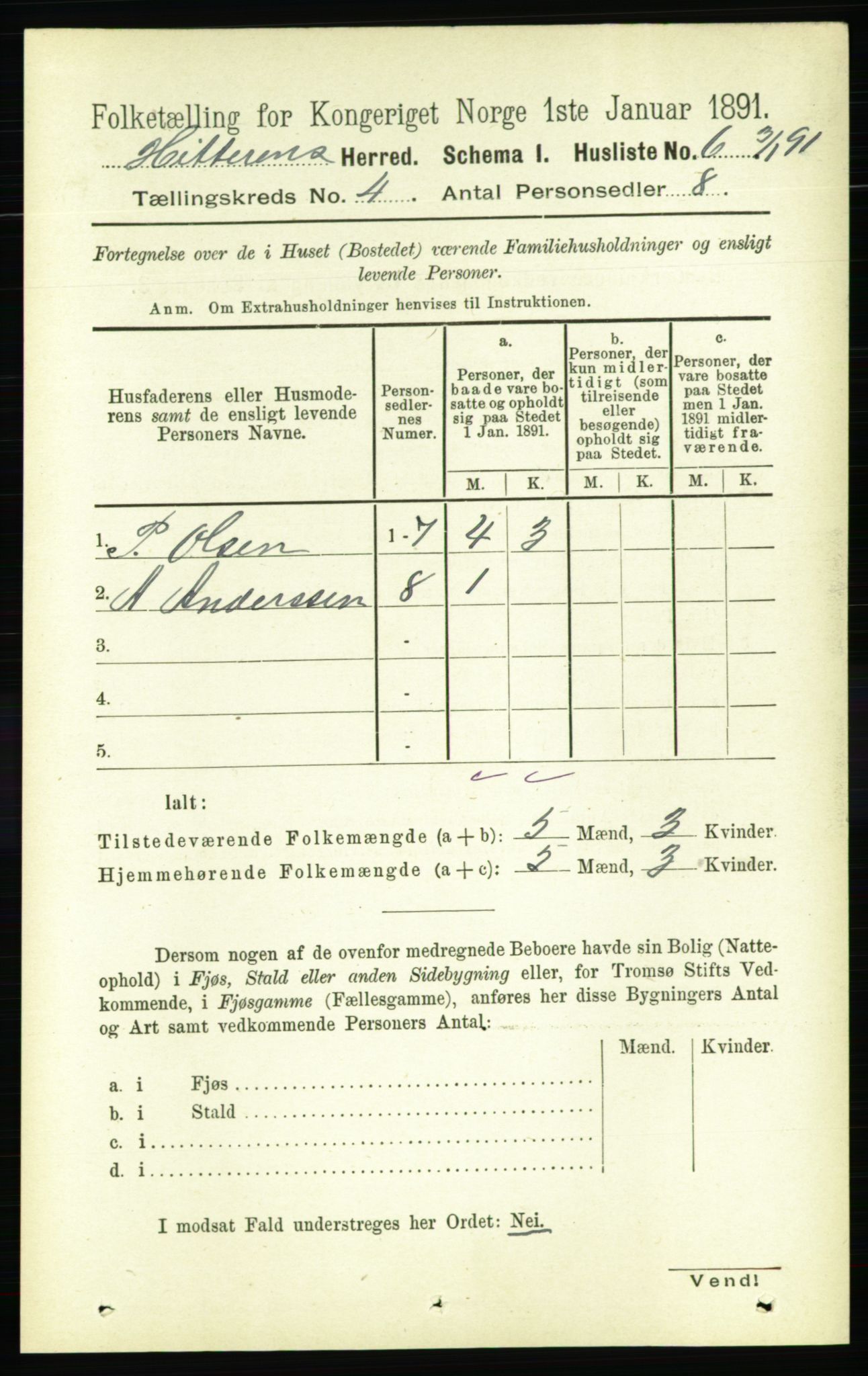 RA, 1891 census for 1617 Hitra, 1891, p. 726