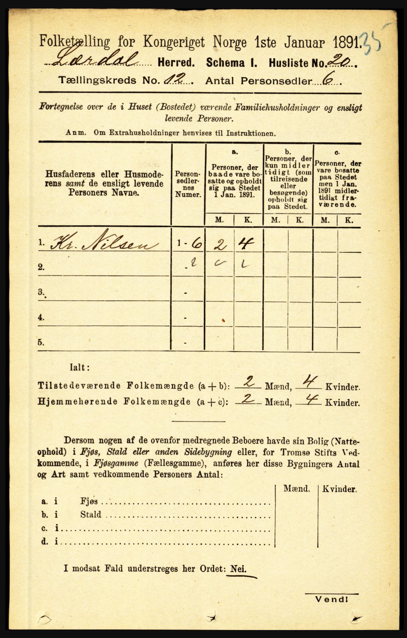 RA, 1891 census for 1422 Lærdal, 1891, p. 2538