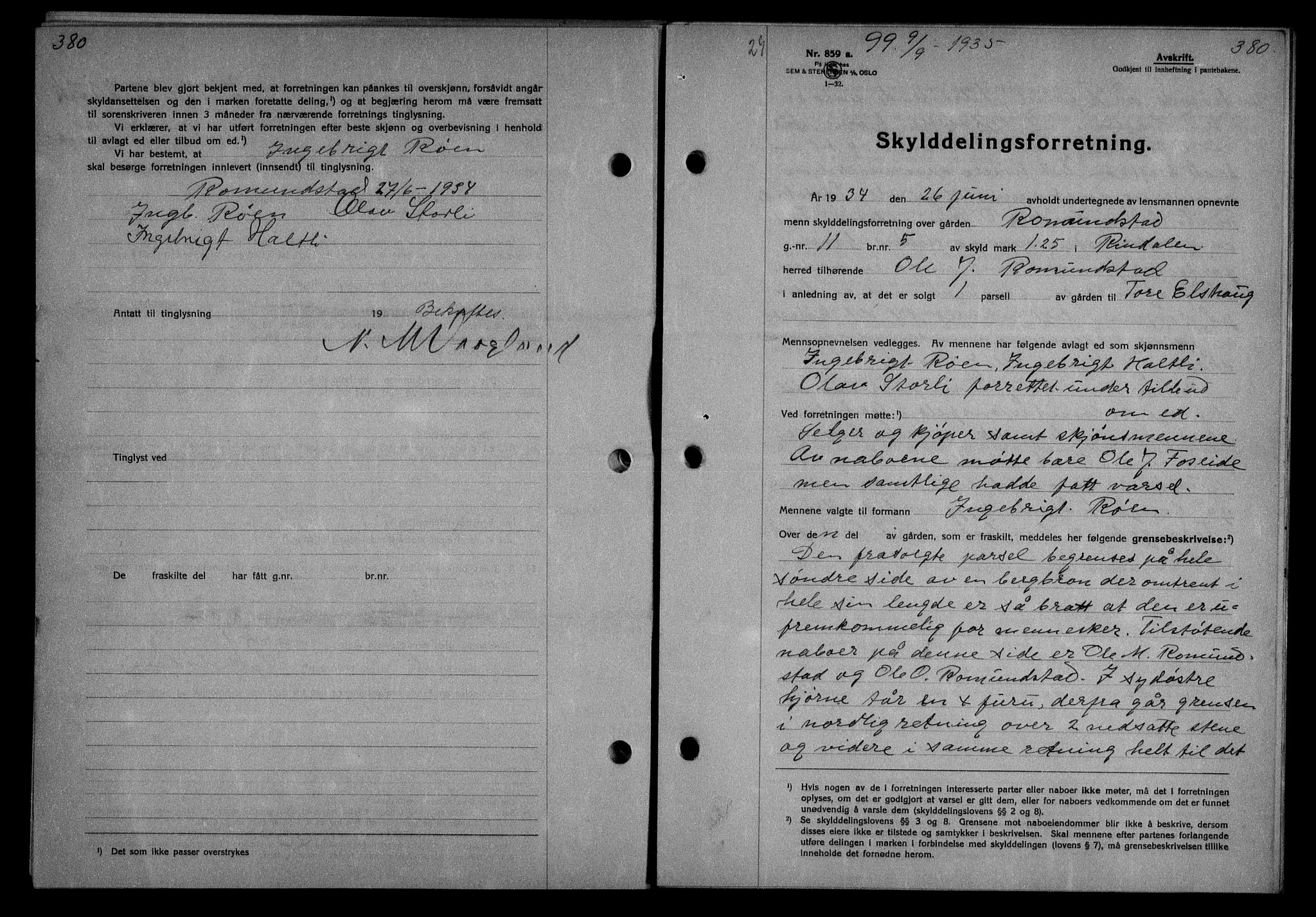 Nordmøre sorenskriveri, AV/SAT-A-4132/1/2/2Ca/L0085: Mortgage book no. 75, 1935-1935, Deed date: 09.09.1935