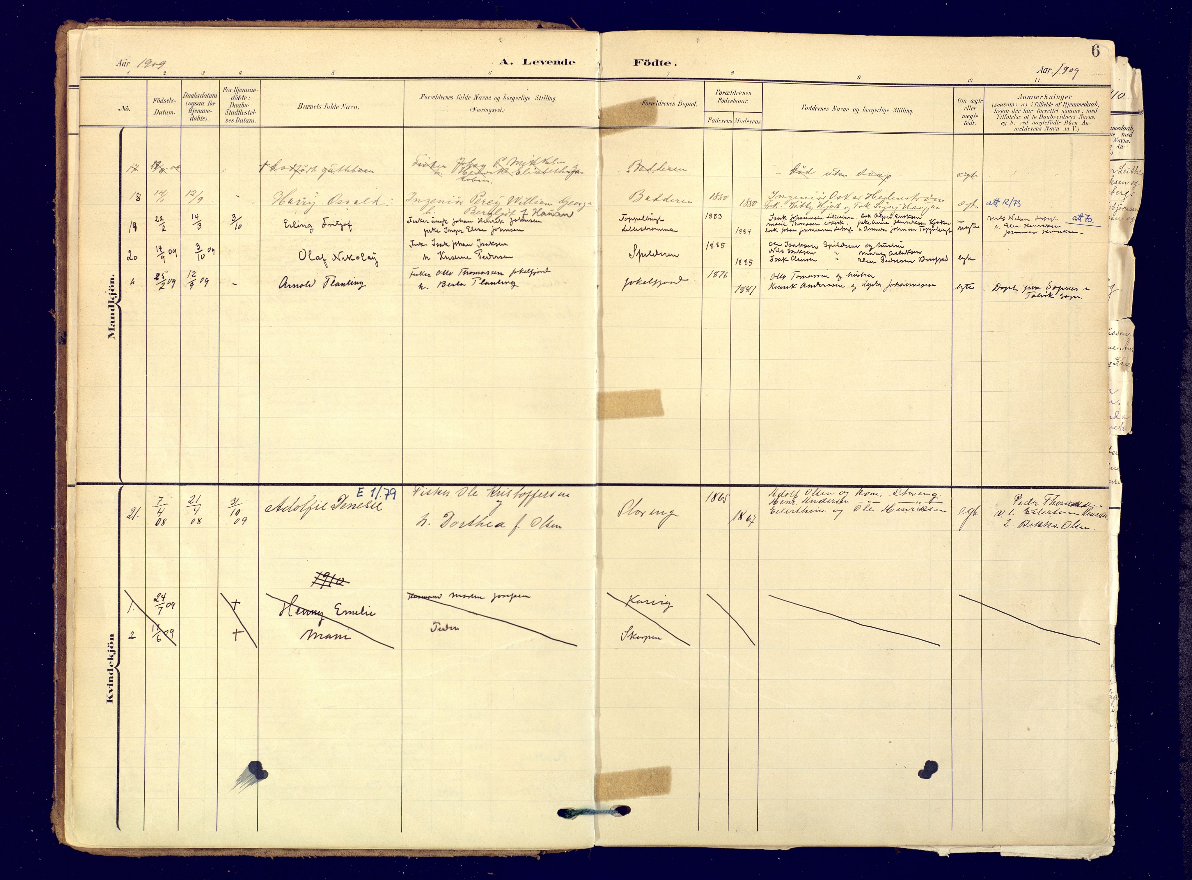 Skjervøy sokneprestkontor, SATØ/S-1300/H/Ha/Haa: Parish register (official) no. 19, 1908-1936, p. 6