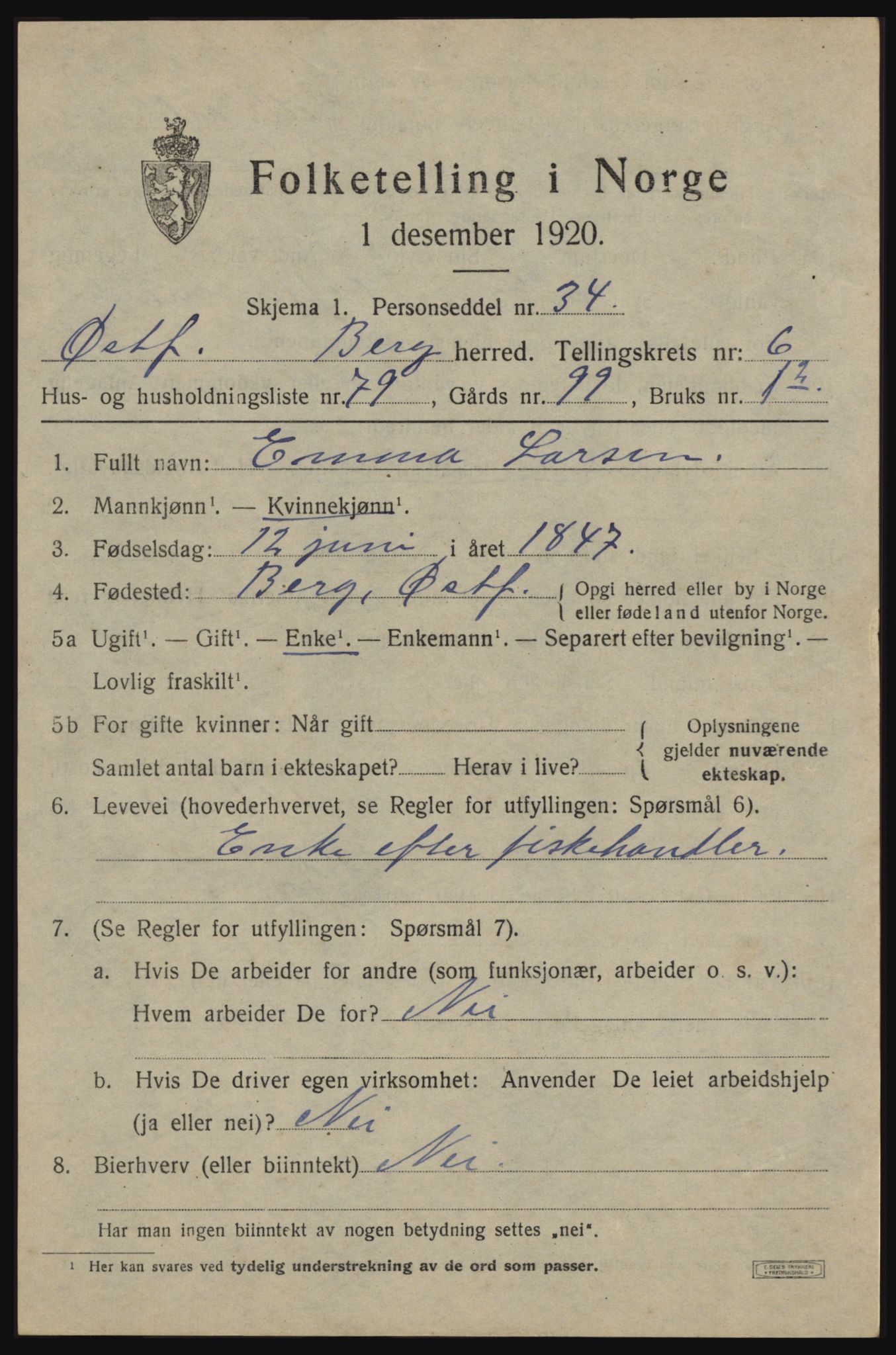 SAO, 1920 census for Berg, 1920, p. 11739