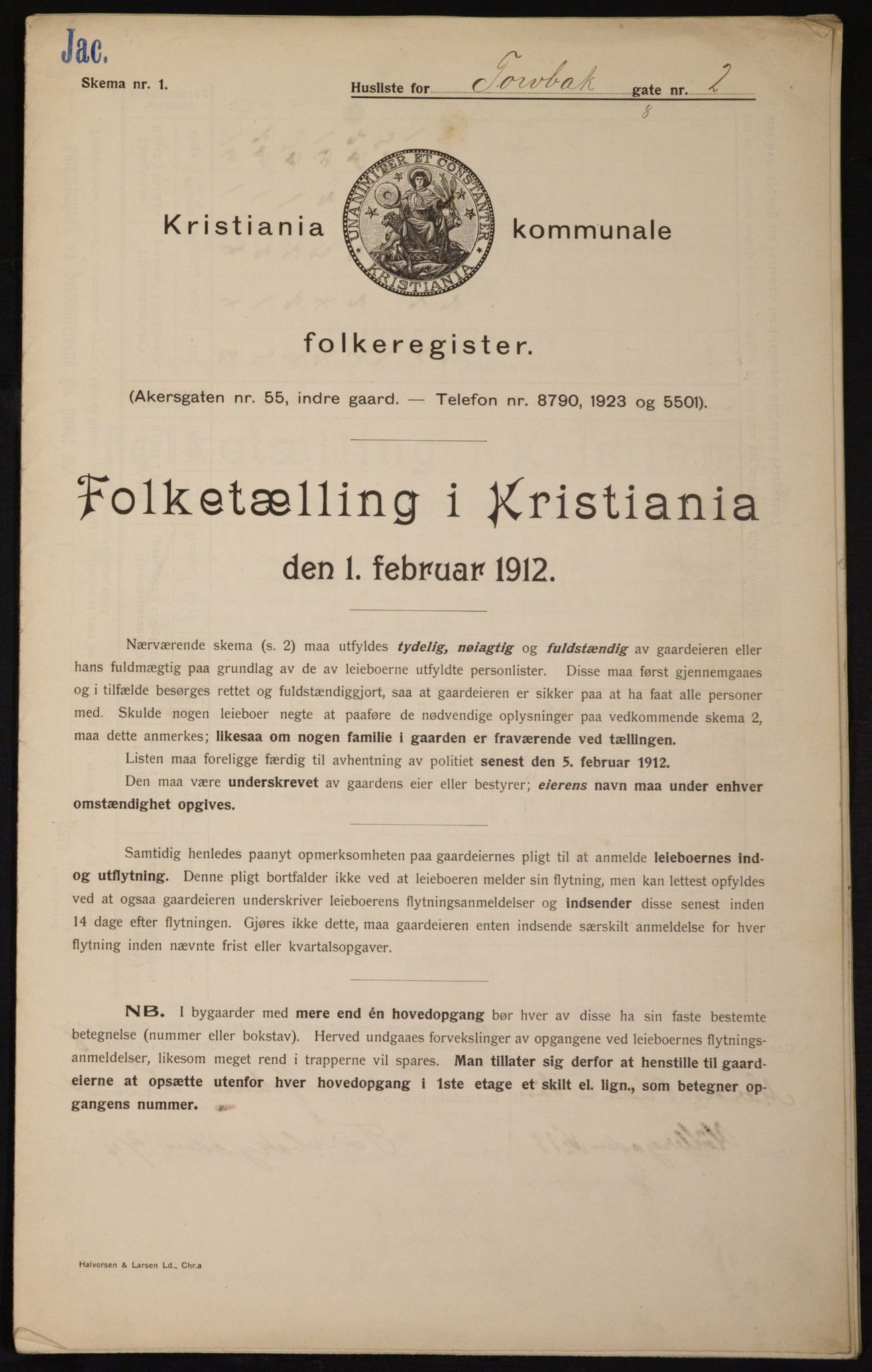 OBA, Municipal Census 1912 for Kristiania, 1912, p. 114984