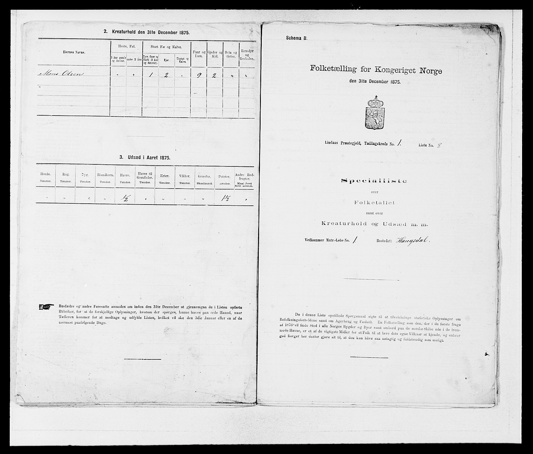 SAB, 1875 census for 1263P Lindås, 1875, p. 64