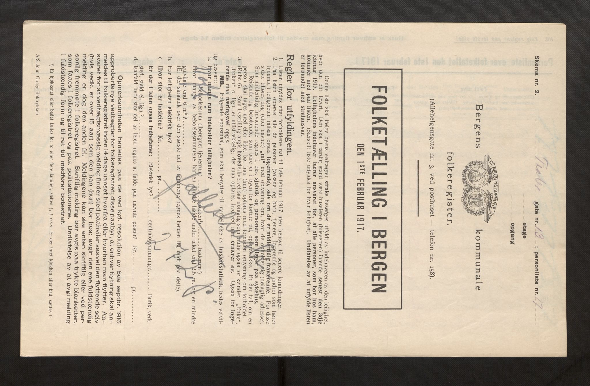 SAB, Municipal Census 1917 for Bergen, 1917, p. 41214