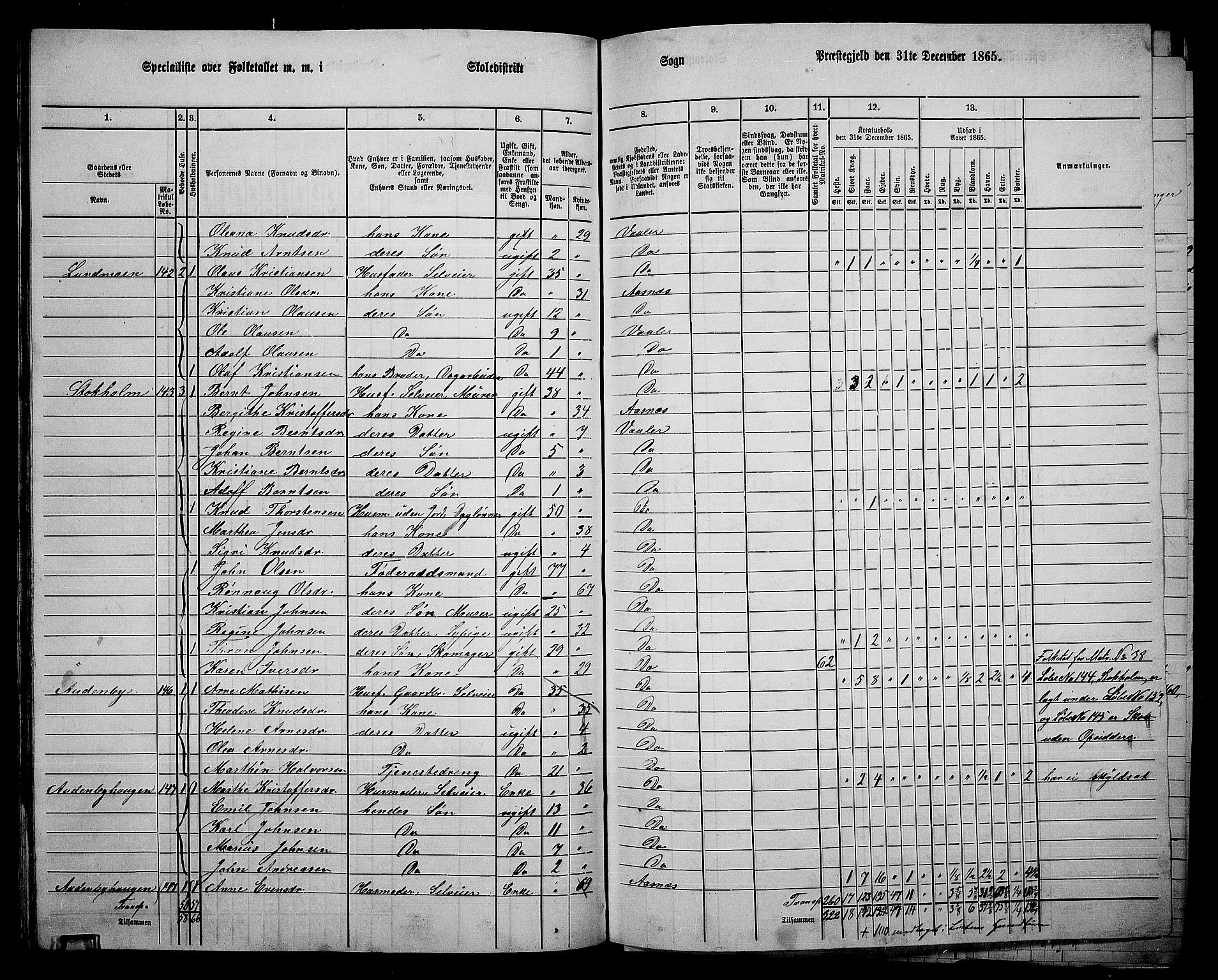 RA, 1865 census for Våler, 1865, p. 88