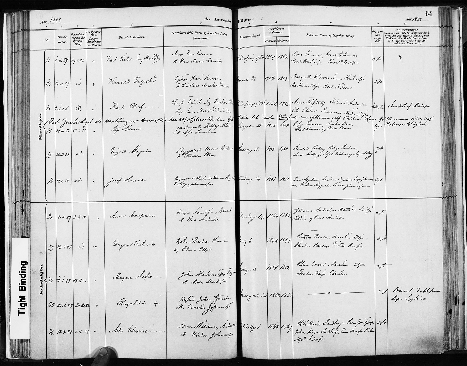 Kampen prestekontor Kirkebøker, AV/SAO-A-10853/F/Fa/L0003: Parish register (official) no. I 3, 1886-1892, p. 64