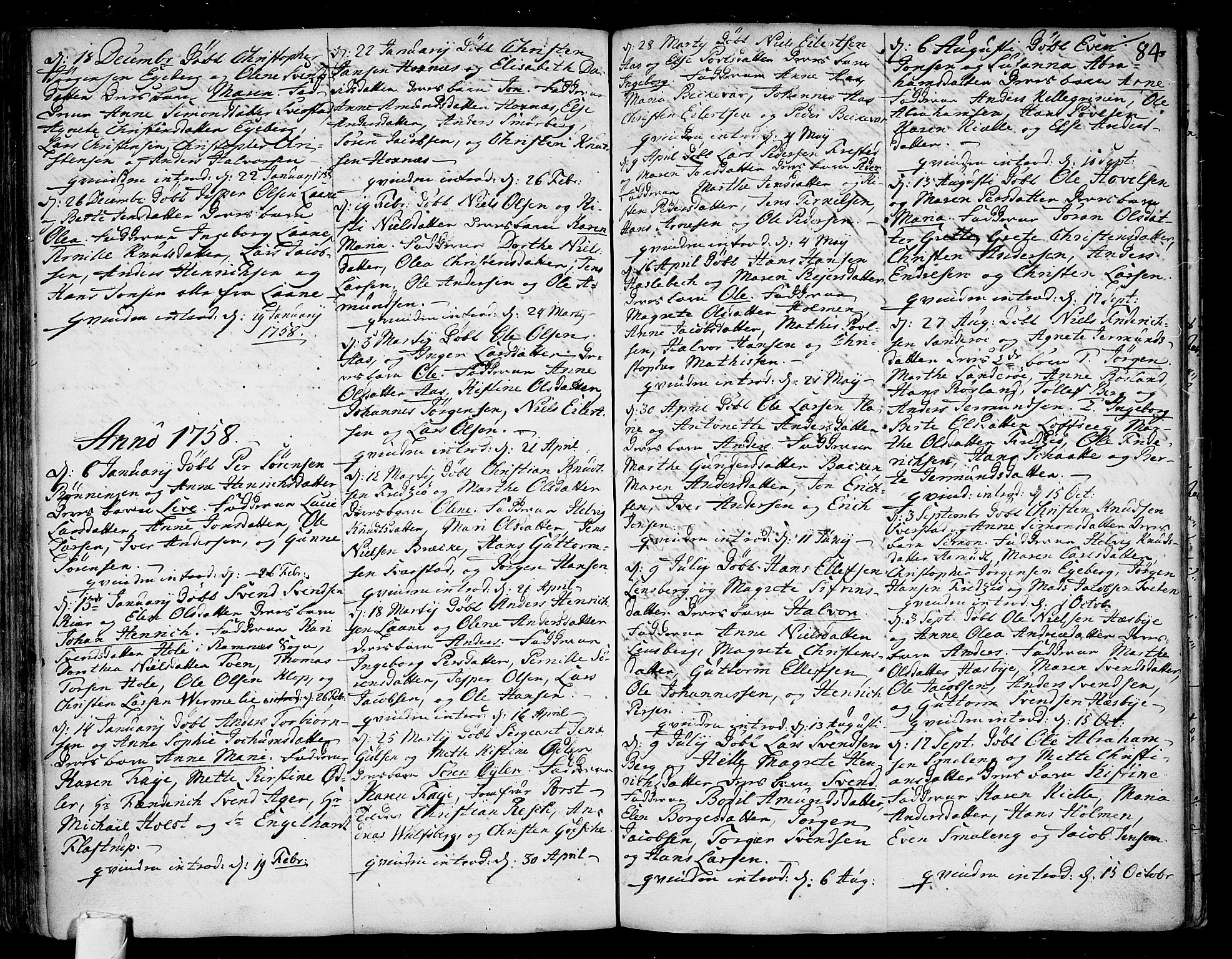 Sem kirkebøker, AV/SAKO-A-5/F/Fa/L0001: Parish register (official) no. I 1, 1702-1763, p. 84