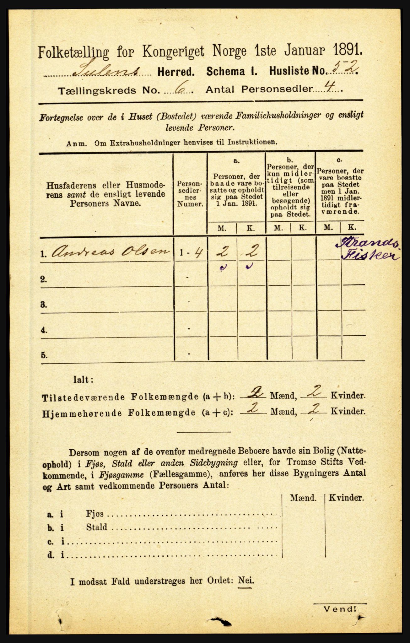 RA, 1891 census for 1412 Solund, 1891, p. 2004