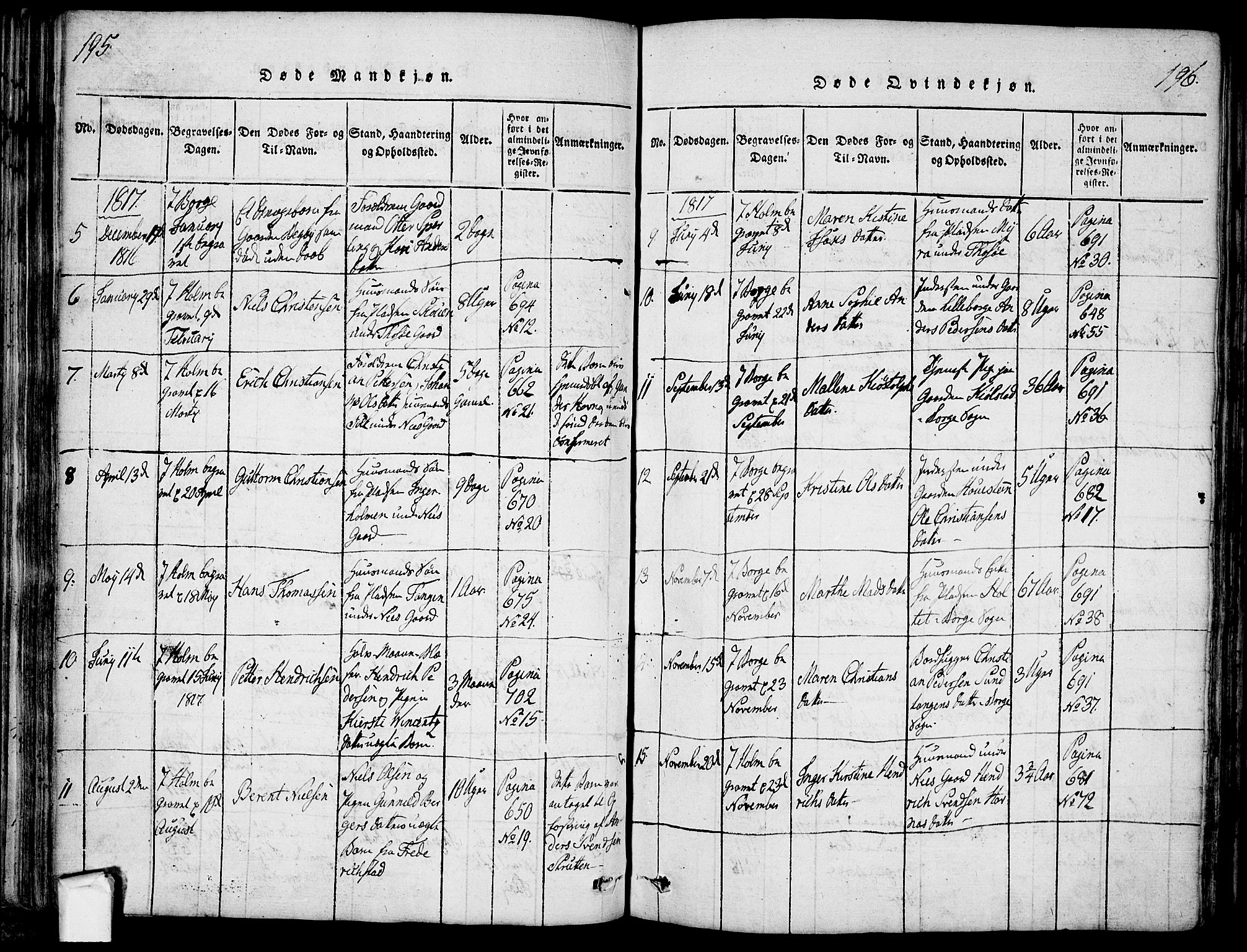 Borge prestekontor Kirkebøker, SAO/A-10903/F/Fa/L0003: Parish register (official) no. I 3, 1815-1836, p. 195-196