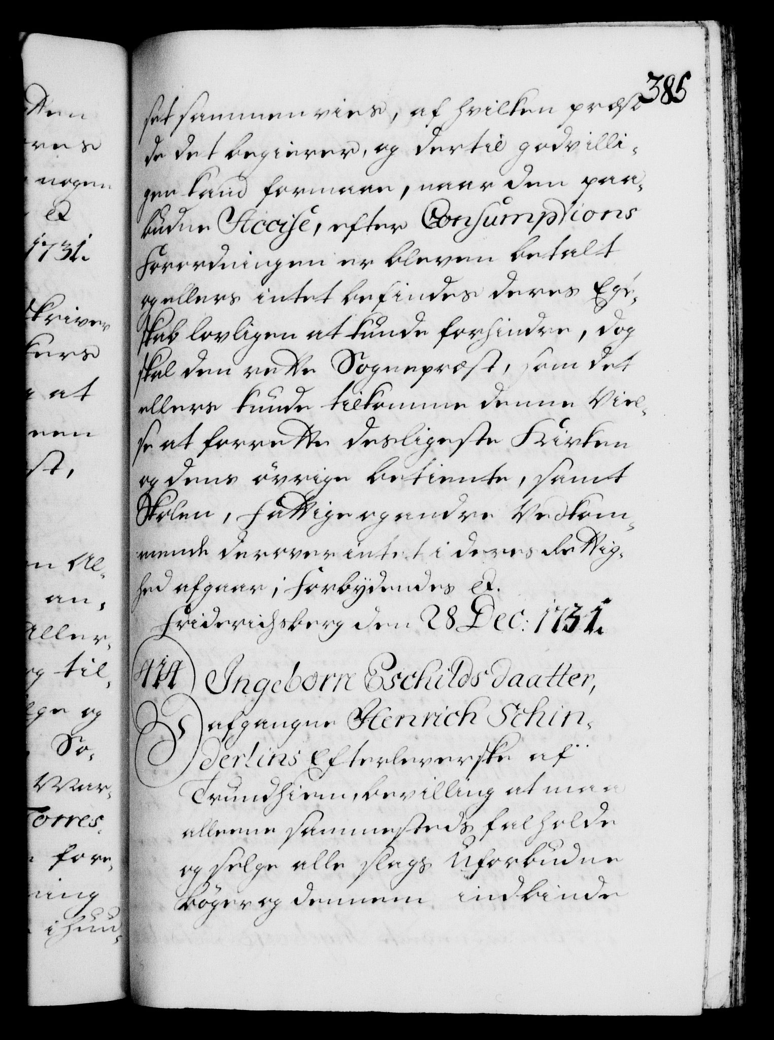 Danske Kanselli 1572-1799, AV/RA-EA-3023/F/Fc/Fca/Fcaa/L0027: Norske registre, 1730-1732, p. 385a